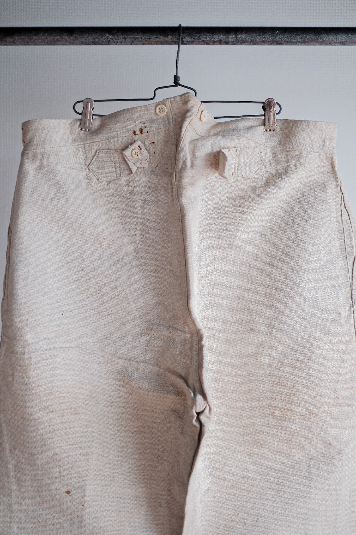 [〜30年代]法國陸軍Bourgeron HBT亞麻褲“ Dead Stock”
