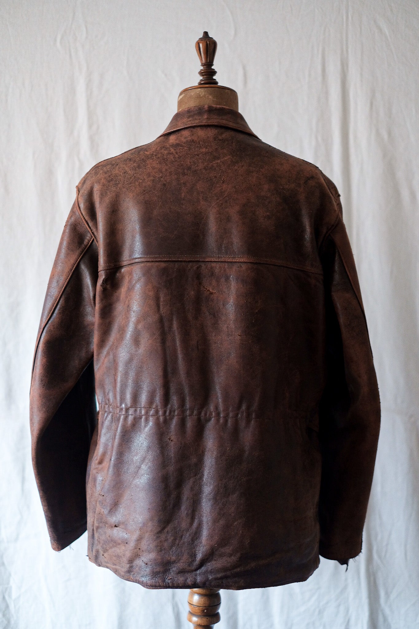 [~ 40's] French Vintage Motorcycle Leather Biker Jacket