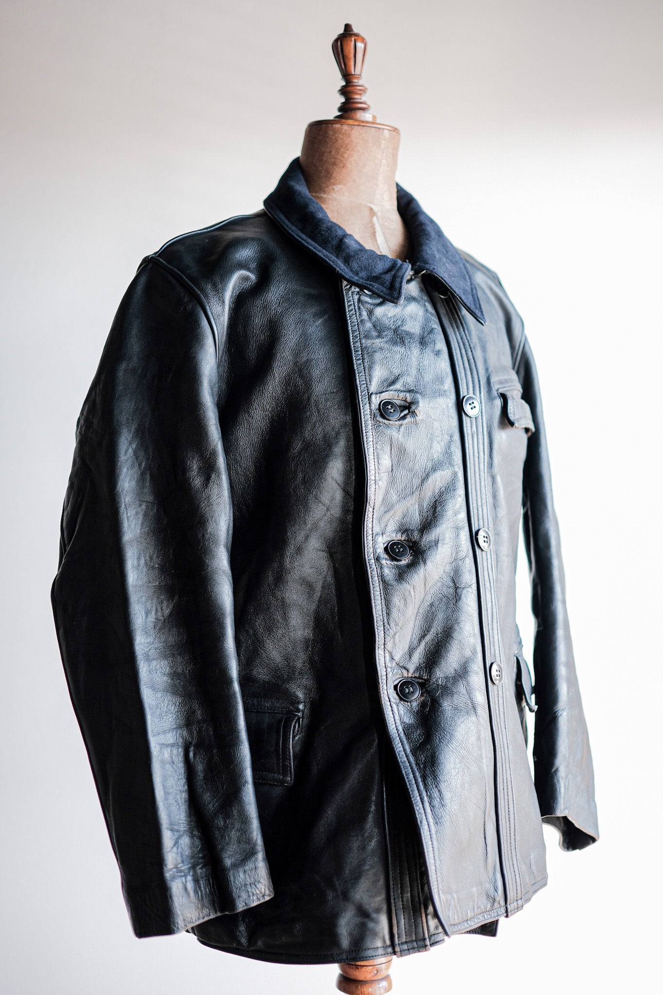 ［~50's］French Vintage Le Corbusier Leather Work Jacket "Wool Collar"