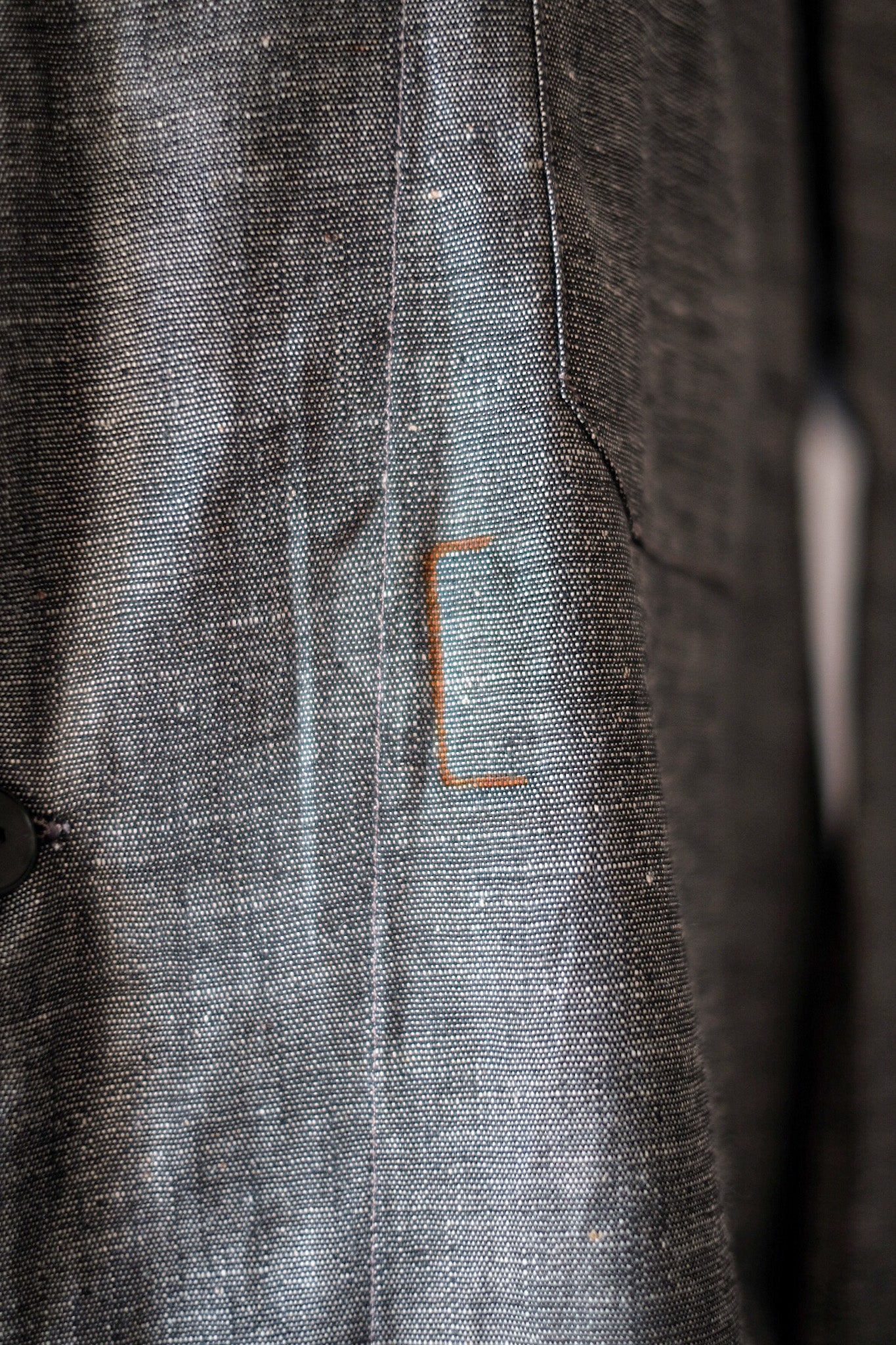 40's】French Vintage Linen Chambray Atelier Coat 40's】French Vintage Linen Chambray Atelier Coat