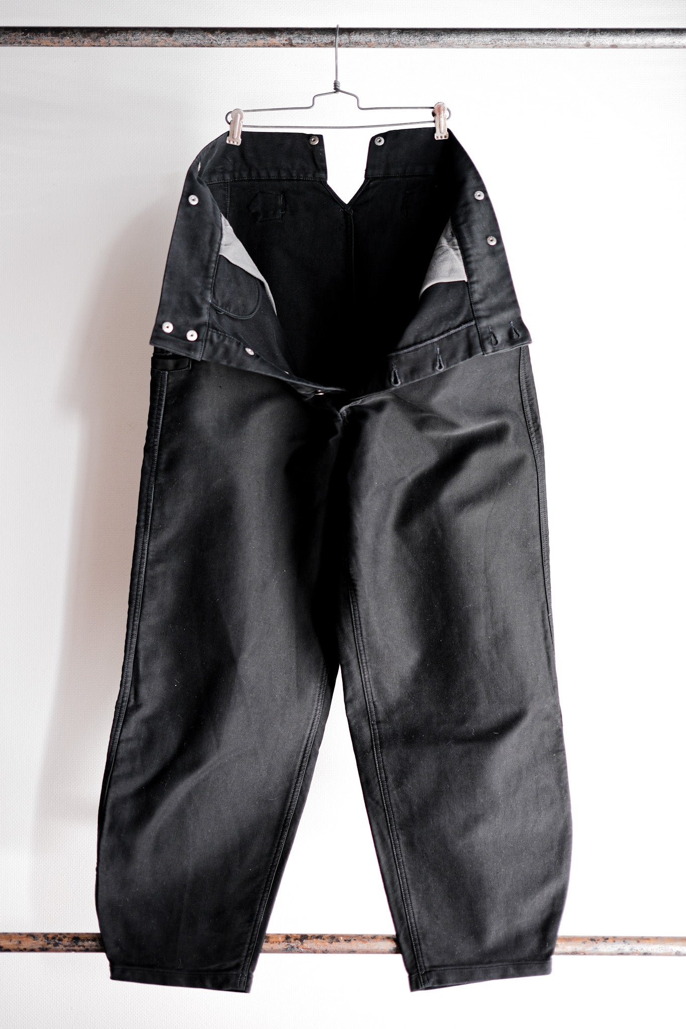 50's] French Vintage Black Moleskin Work Pants 