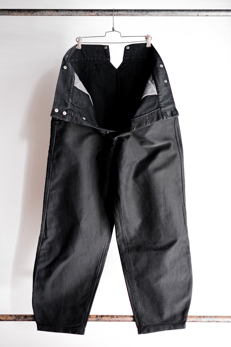 [~ 50's] French Vintage Black Moleskin Work Pants 