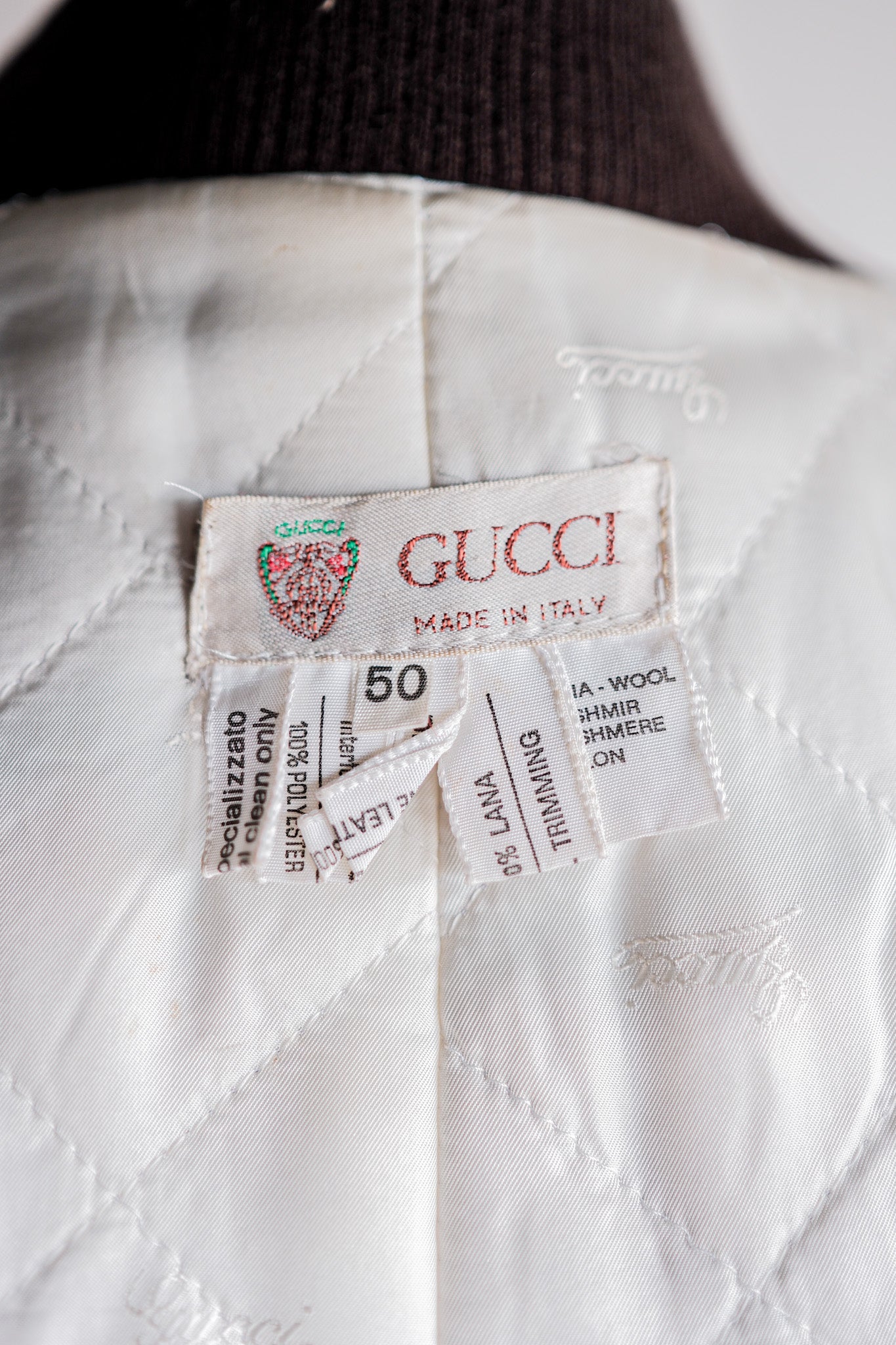 【~80's】Old Gucci Shawl Collar Cashmere Jacket Size.50