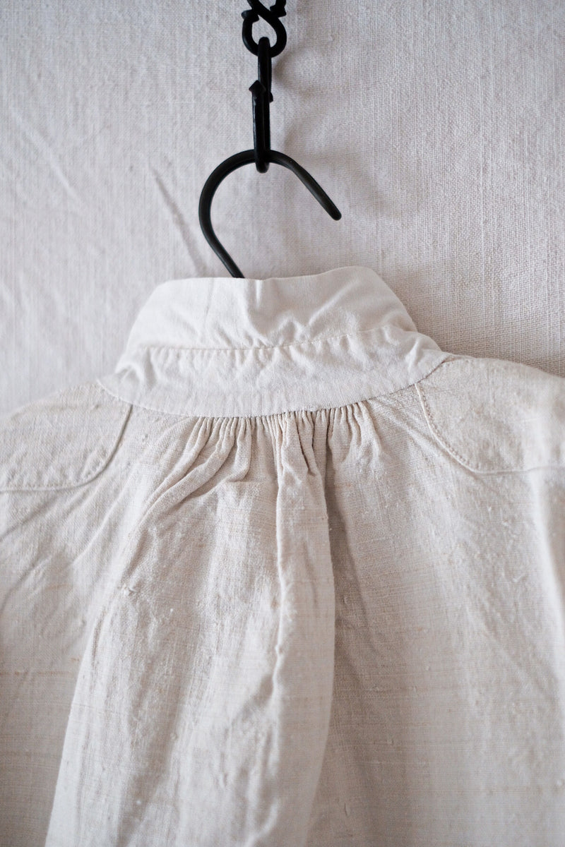 [ต้น 20 C] เสื้อเชิ้ตผ้าลินินโบราณฝรั่งเศส