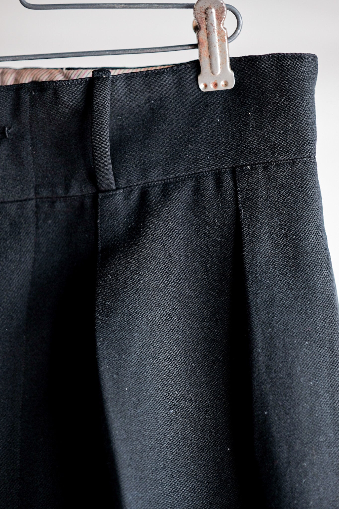[~ 40's] French Vintage Black Wool Trousers