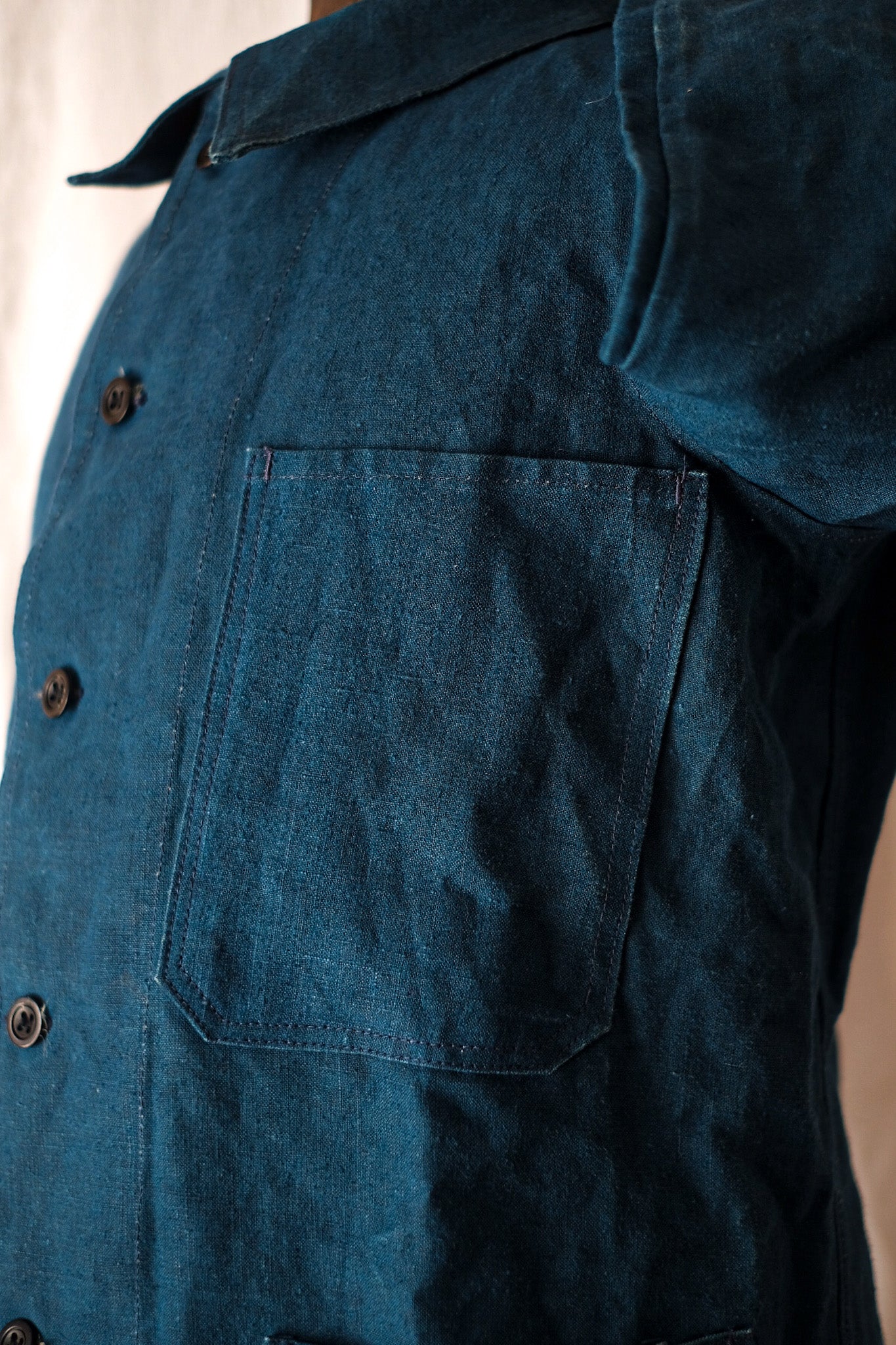 [〜30年代]法國復古靛藍亞麻工作夾克