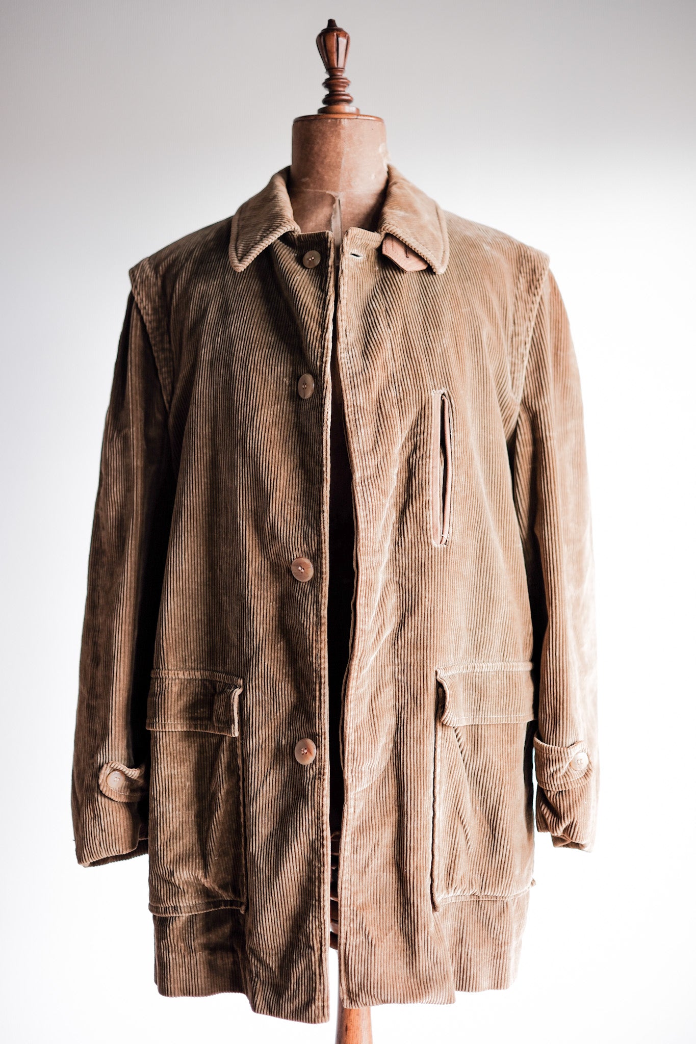 【~80's】Old INVERTERE Brown Corduroy Jacket With Chin Strap