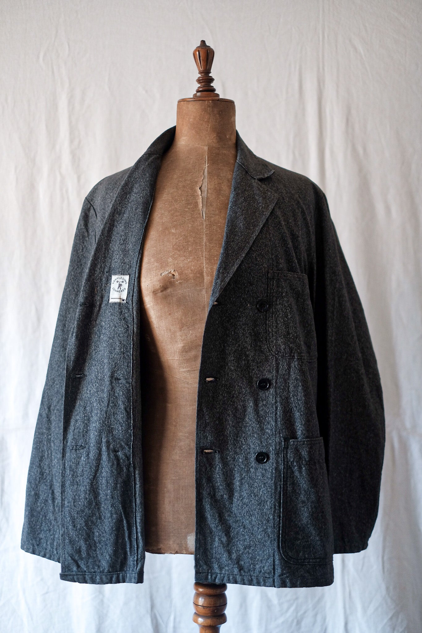 [~ 50 년대] 유럽 빈티지 더블 가슴 소금 및 후추 옷깃 재킷