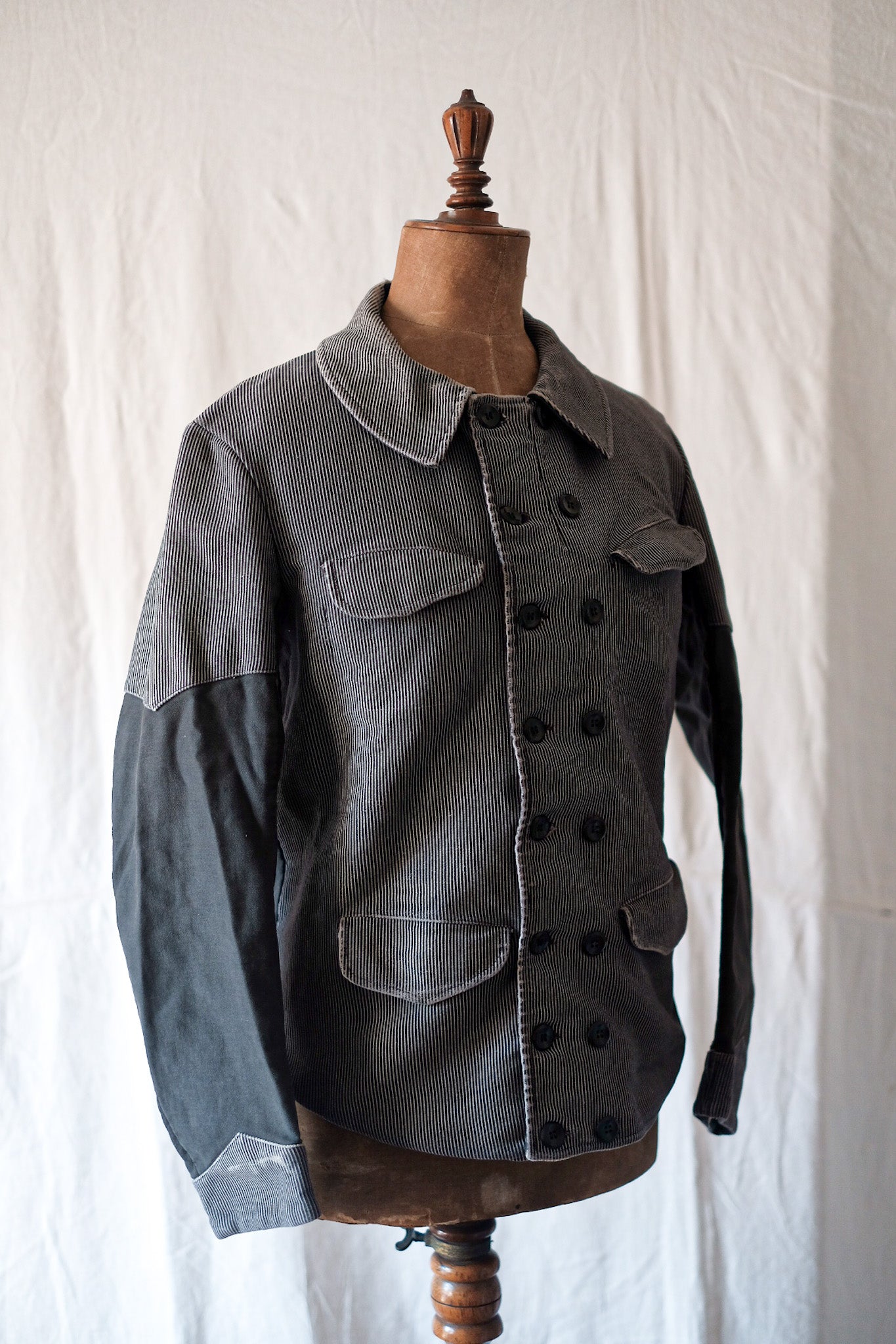 [~ 50 년대] 벨기에 빈티지 인쇄 몰드 스킨 더블 가슴 작업 재킷