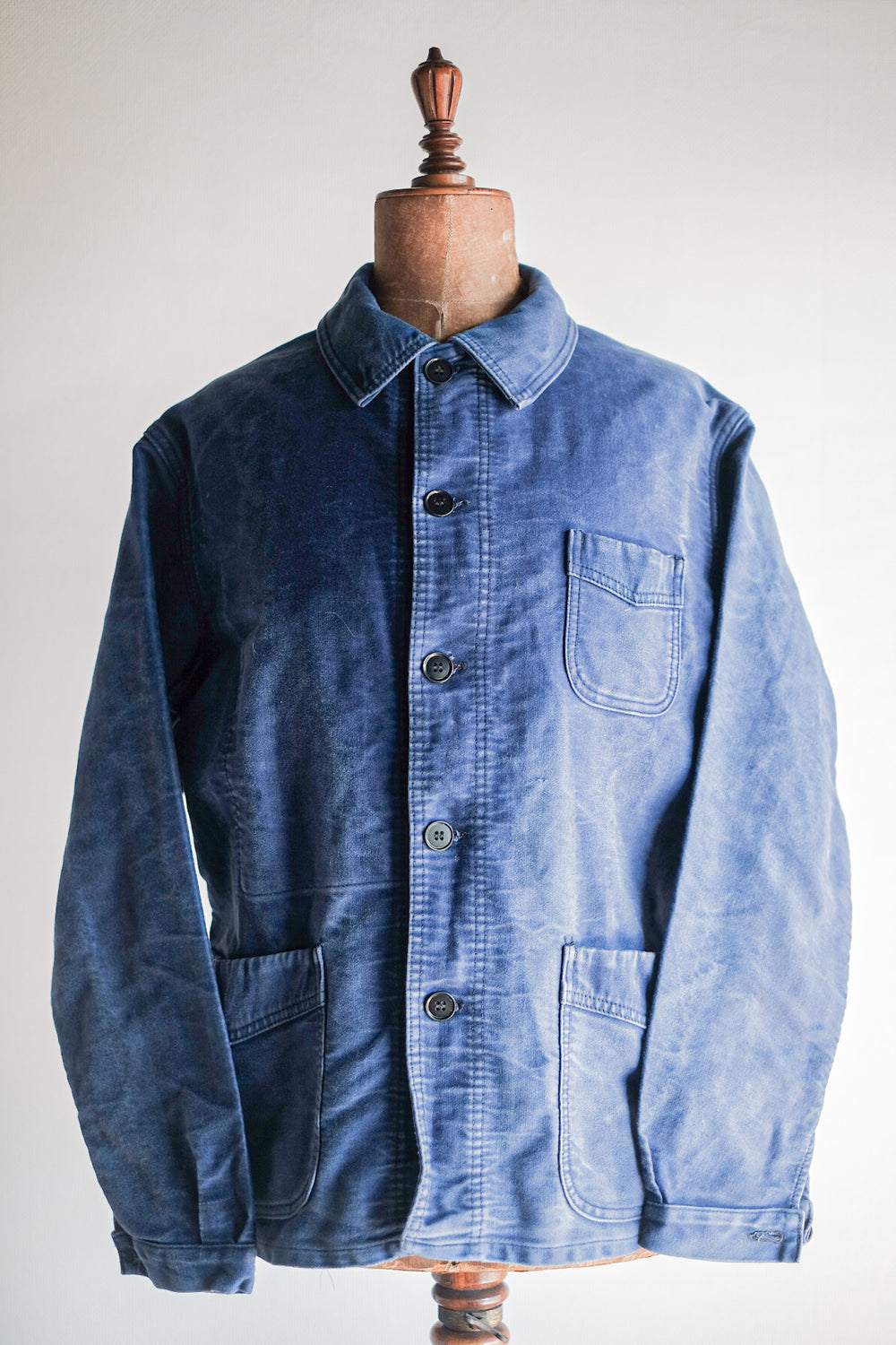 【~50's】French Vintage Blue Moleskin Work Jacket "Le Mont St. Michel"
