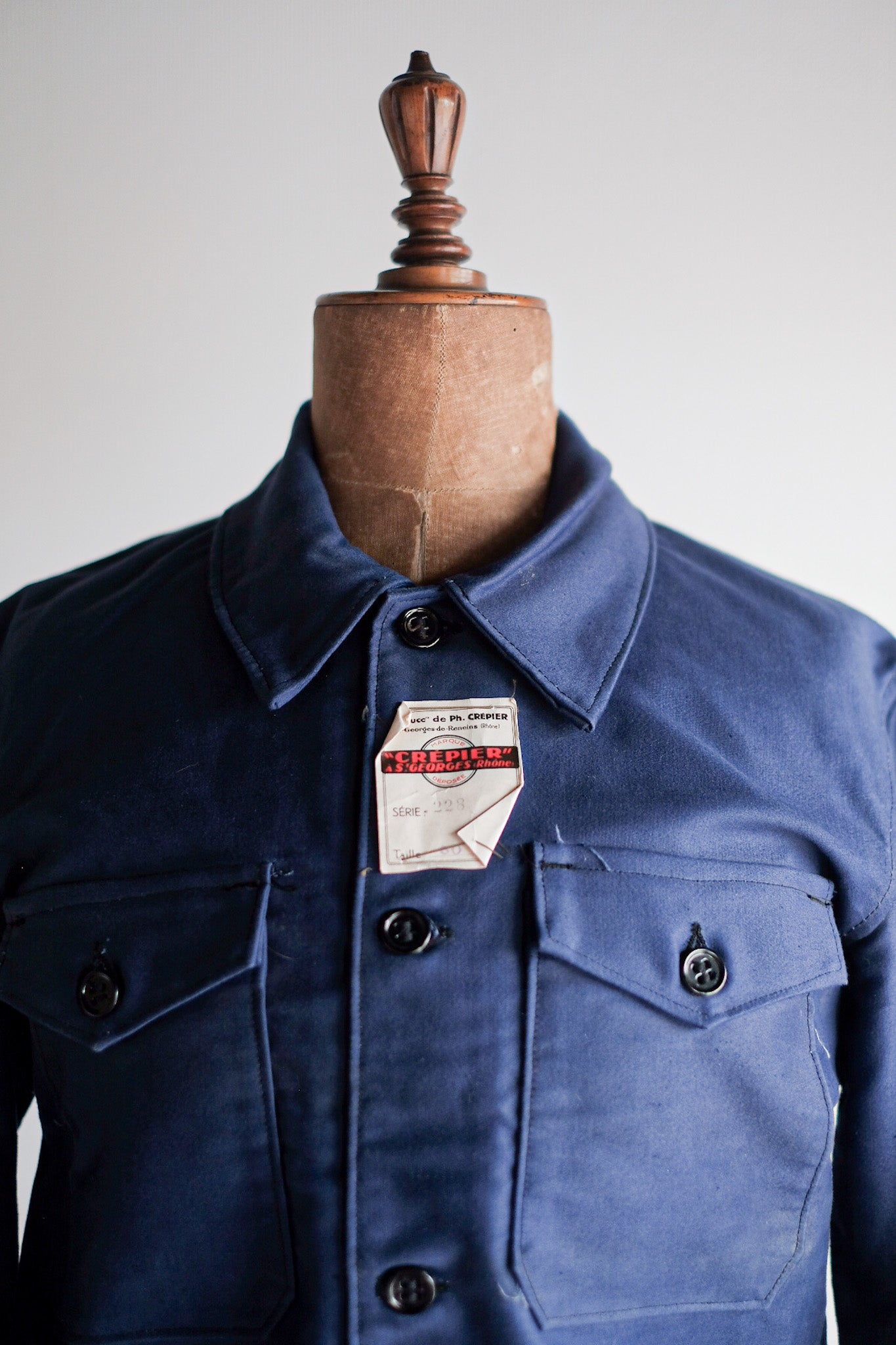 [~ 40's] French Vintage Blue Moleskin Cyclist Jacket "Dead Stock"