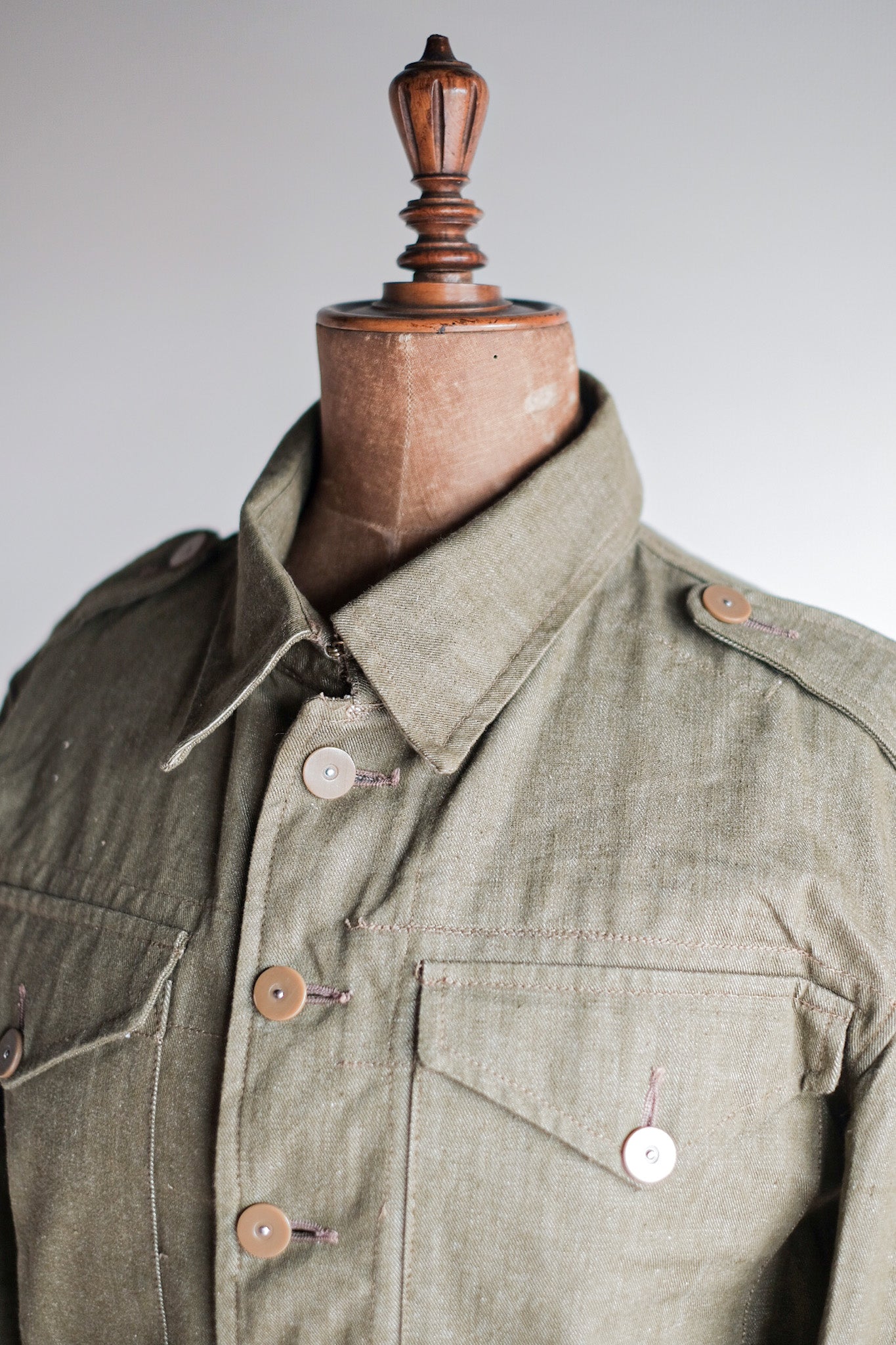 [~ 50's] British Army Green Denim Battle Dress Veste Taille.7 "MORT STOCK"