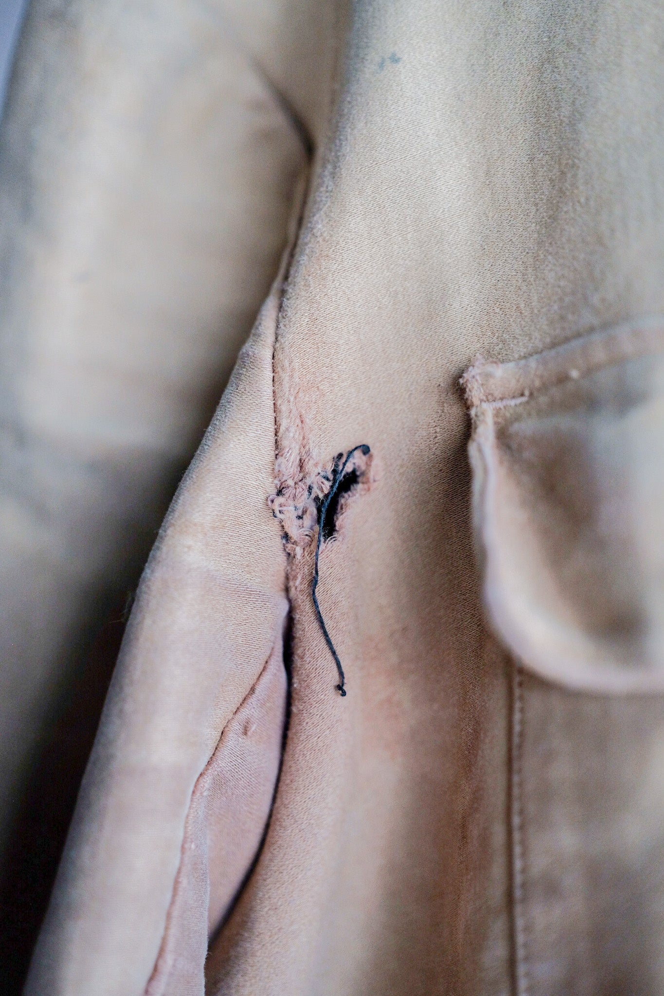 ［~30's］French Vintage Moleskin Hunting Jacket With Chin Strap