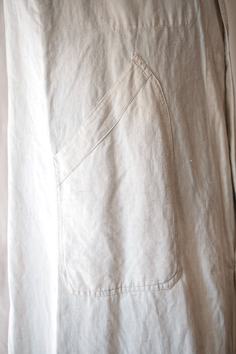 【~30's】French Vintage White Cotton Linen Work Coat