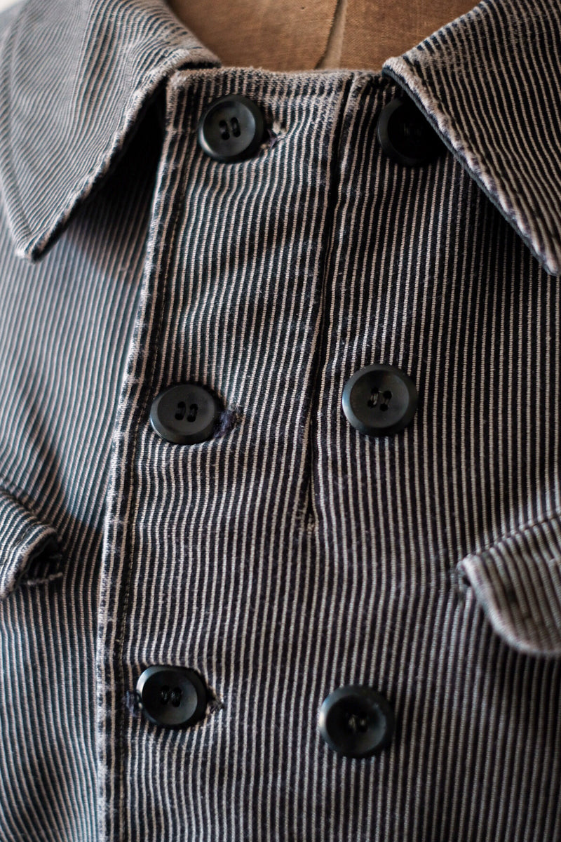 【~50's】Belgian Vintage Printed Moleskin Double Breasted Work Jacket