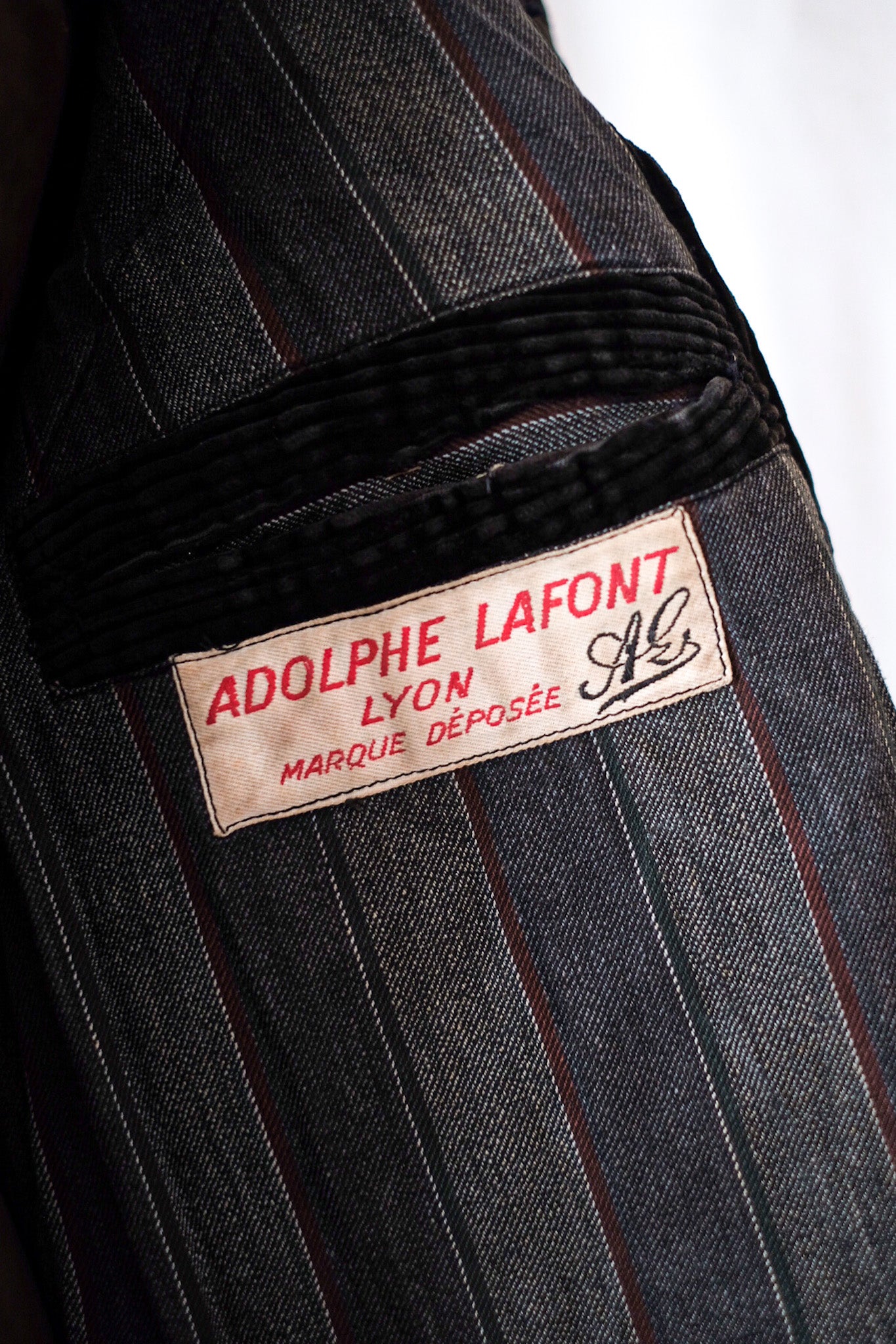 [~ 30's] Veste de travail en velours côtelé brun foncé vintage "Adolphe Lafont" "Stock Dead"