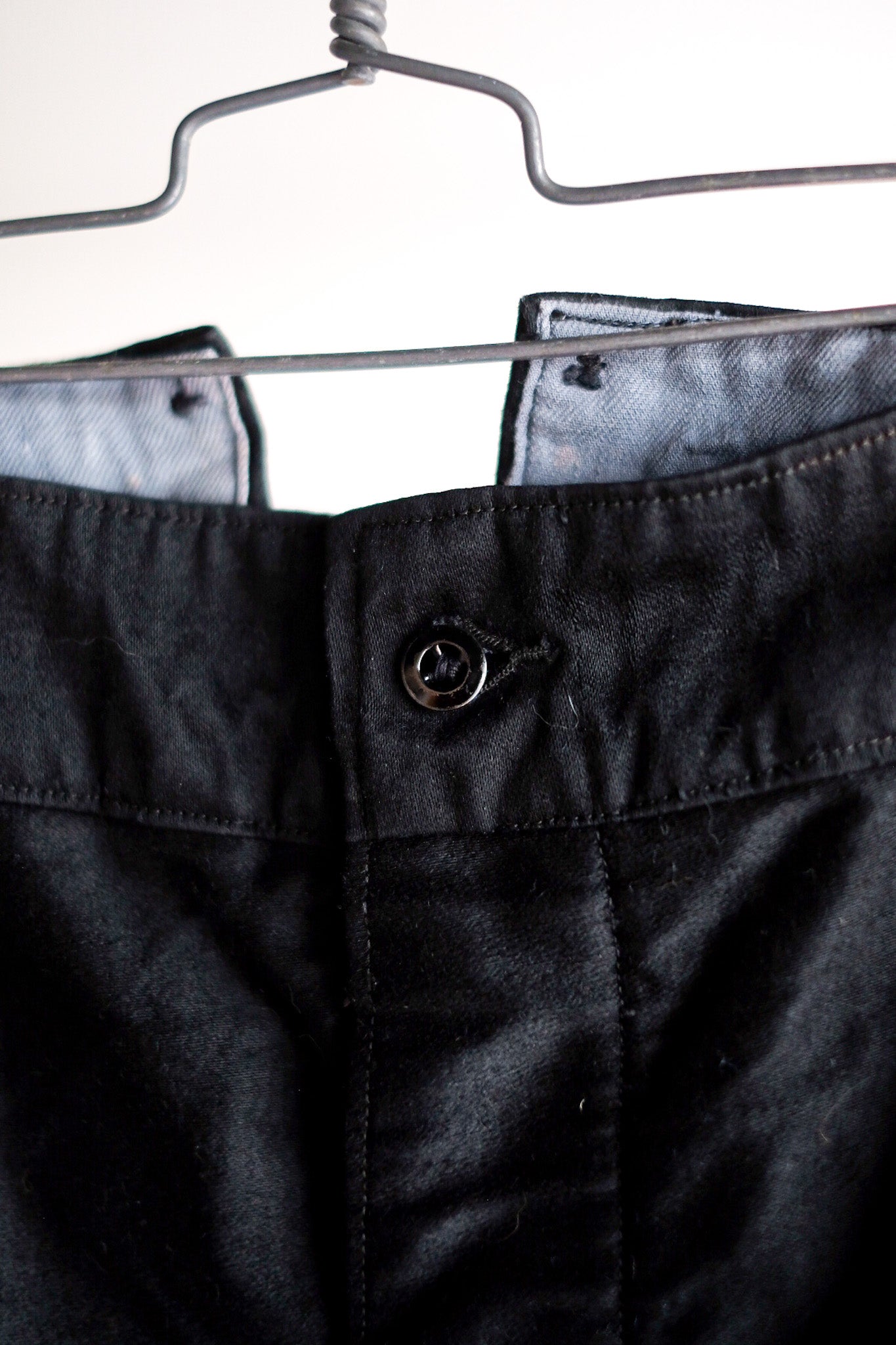 [~ 40's] Pantalon de travail de moleskin noir vintage français "stock mort"