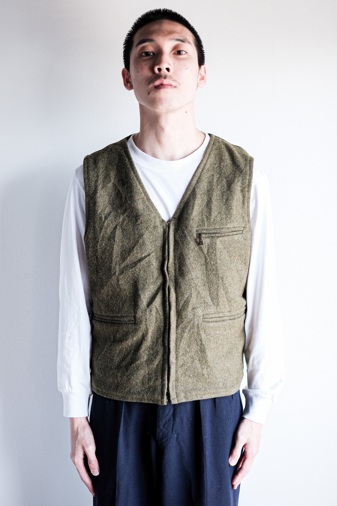【~70's】American Vintage Tiger Stripe Camouflage Reversible Vest
