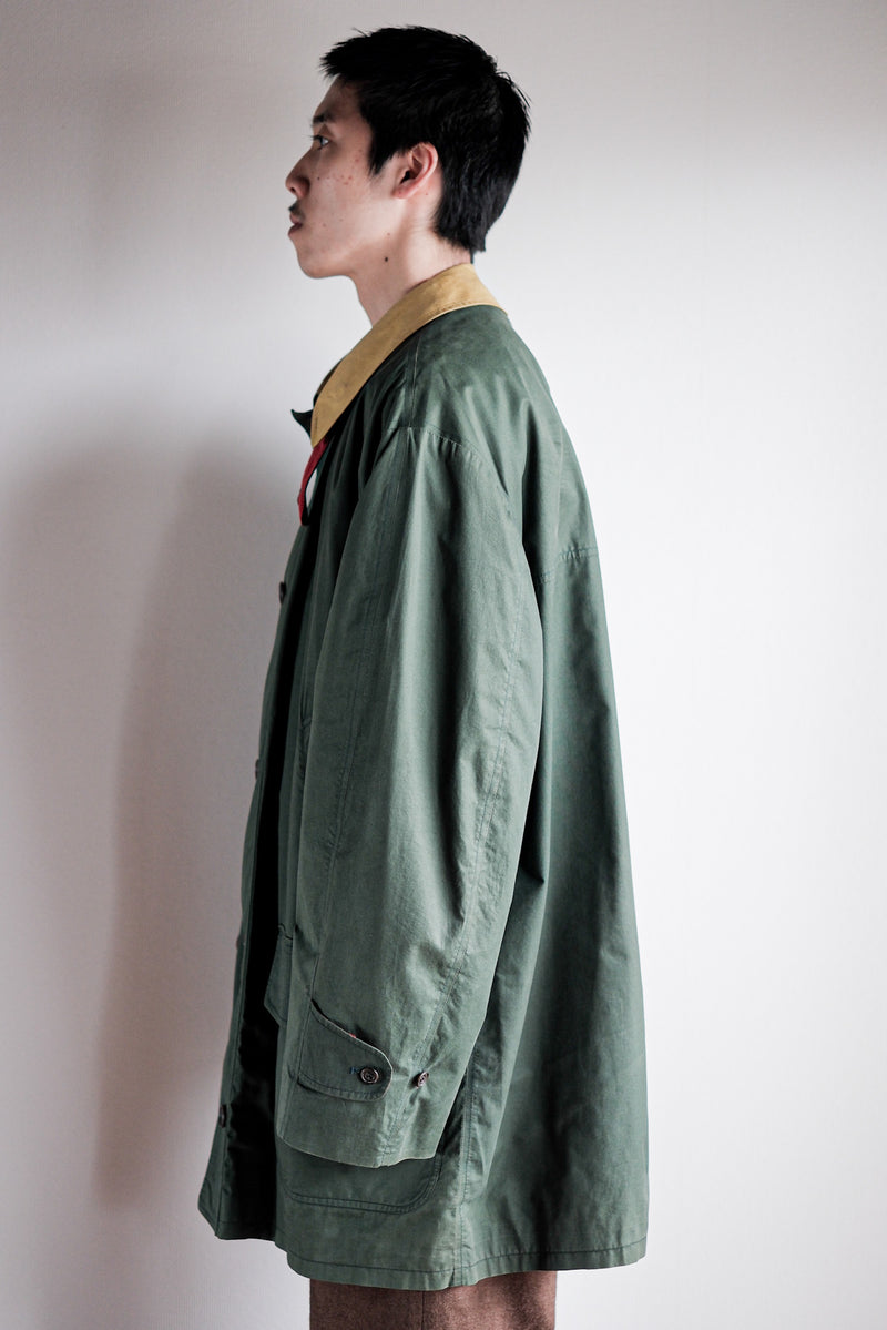 【~90's】Old INVERTERE Crazy Pattern Cotton Coat With Chin Strap