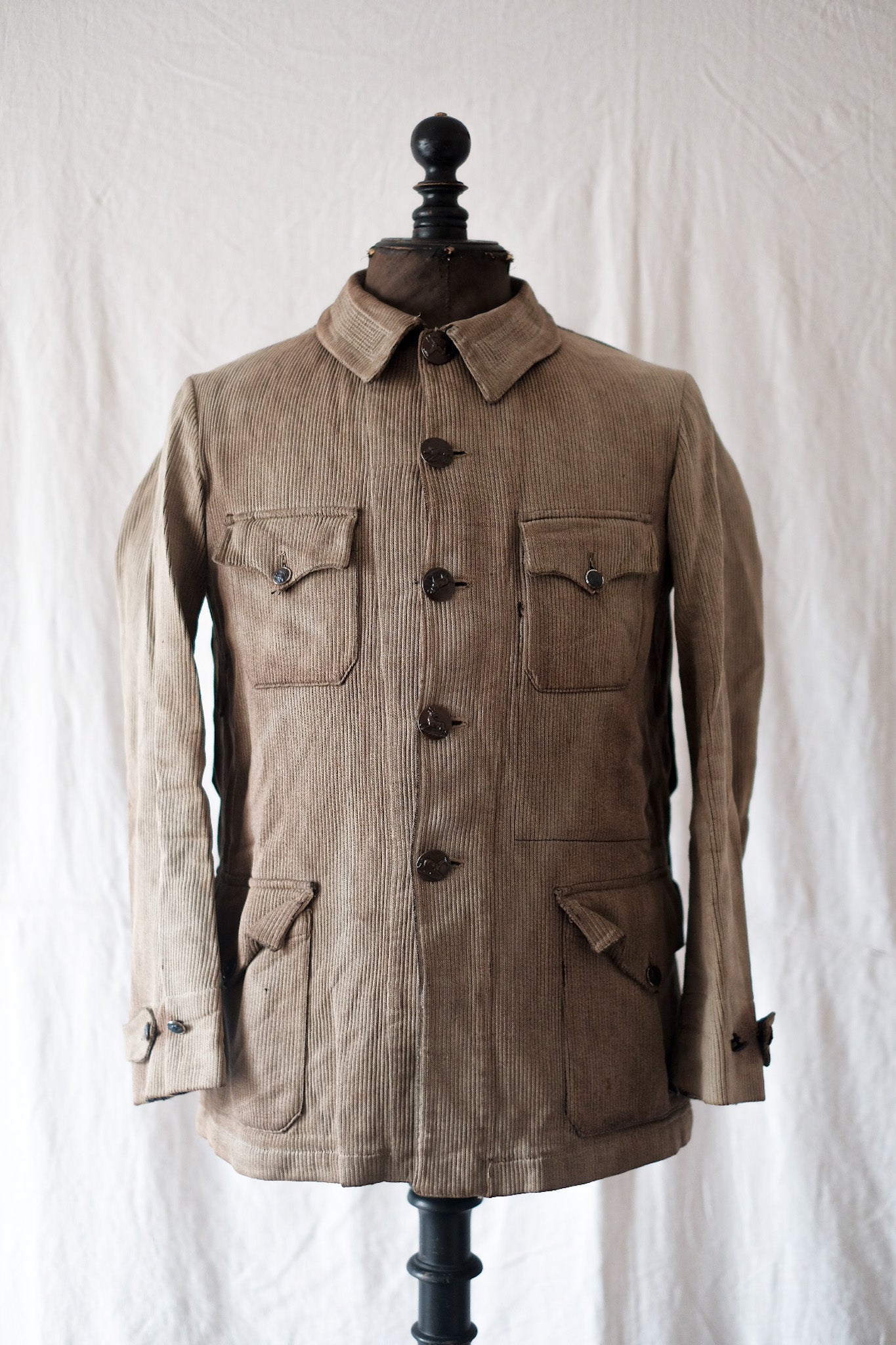 [~ 30 '] 프랑스 빈티지 브라운 파티크 사냥 재킷