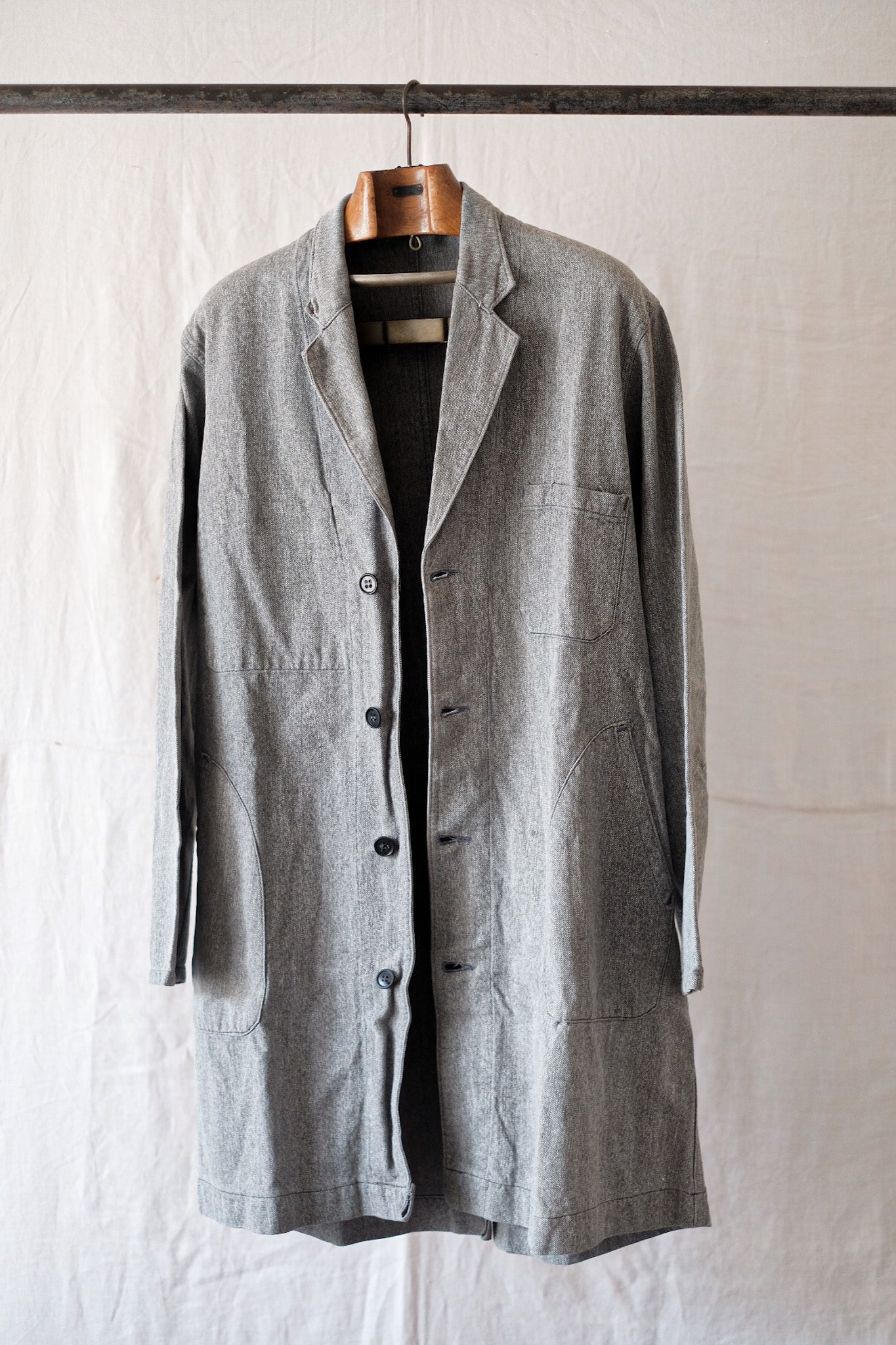 【~50's】French Vintage Black Chambray Atelier Coat “Adolphe Lafont”
