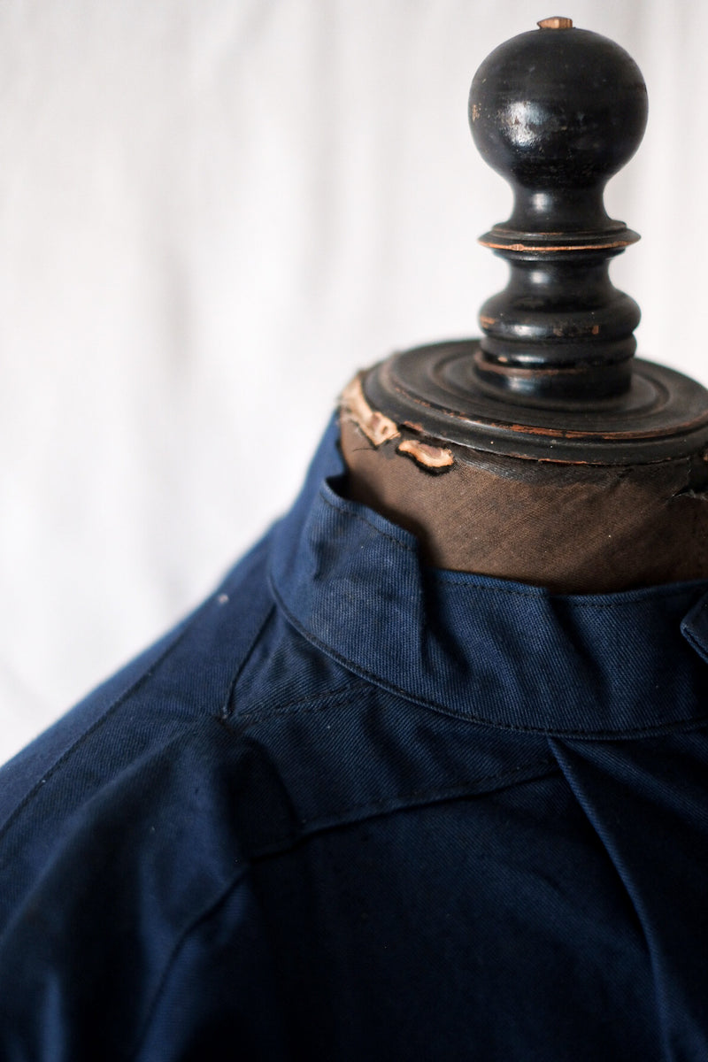 [〜50年代]法國復古靛藍棉花Smock Biaude“ Dead Stock”