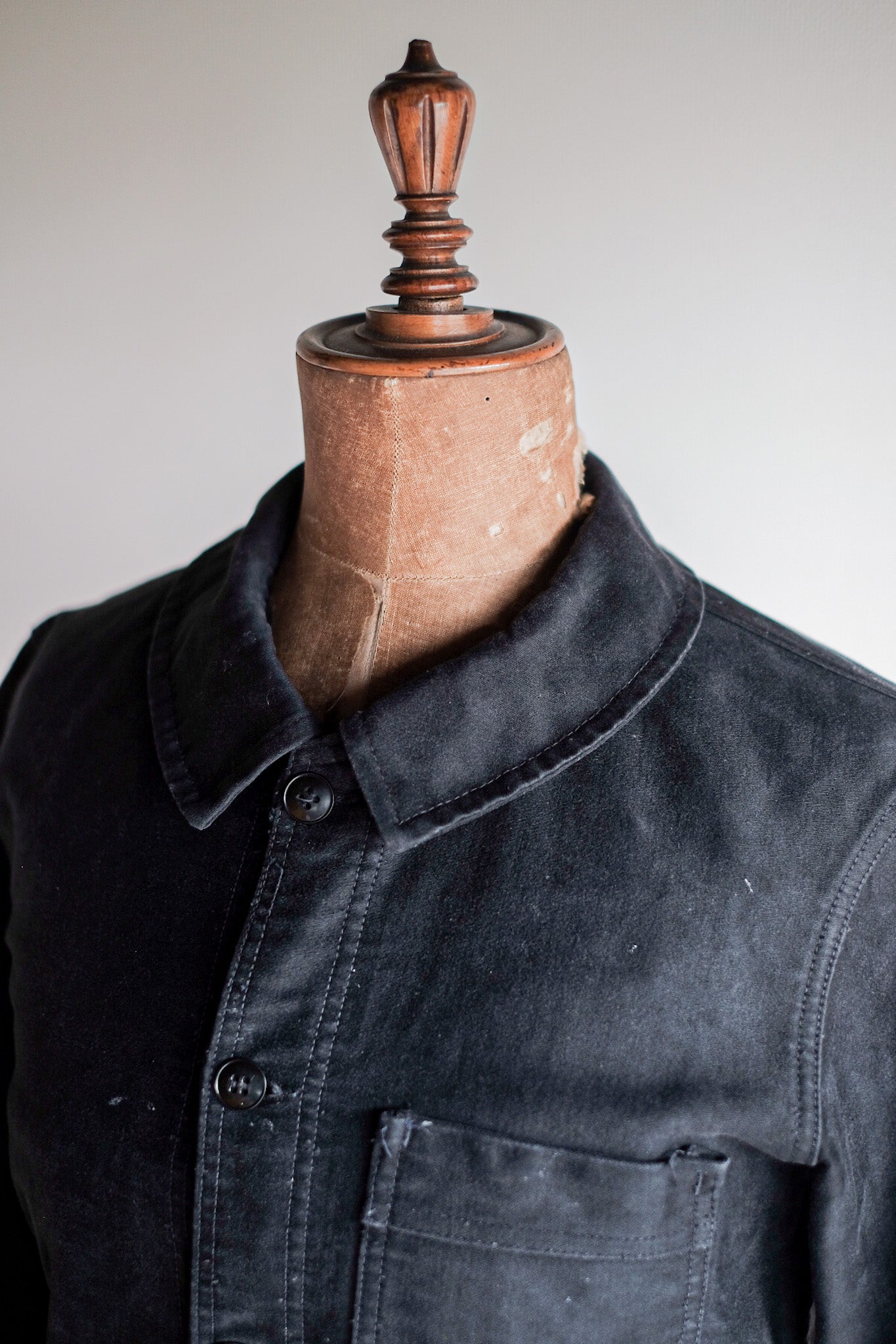 【~60's】French Vintage Black Moleskin Work Jacket