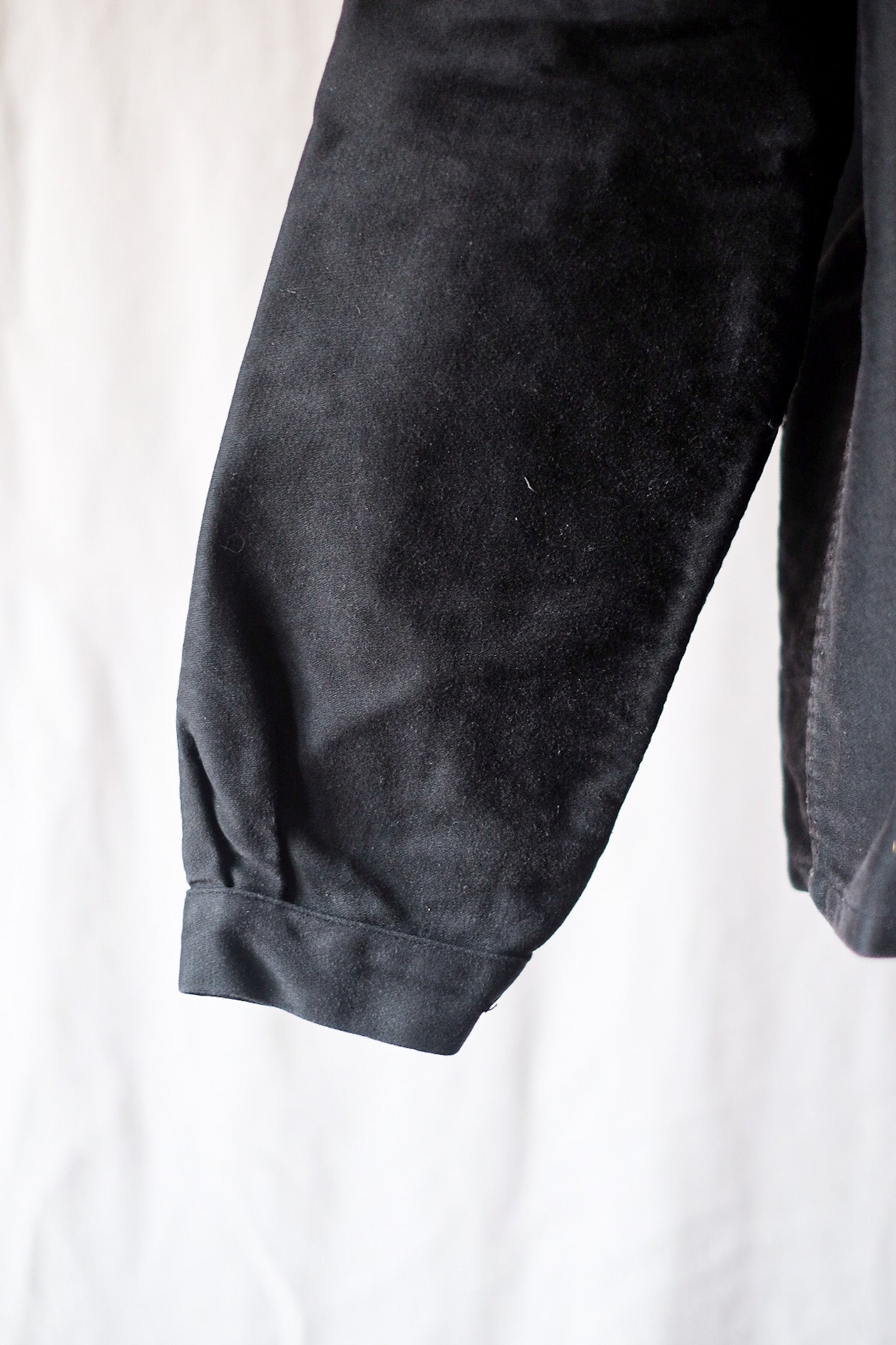 [~ 50's] French Vintage Black Moleskin Work Jacket "Le Mont St. Michel"