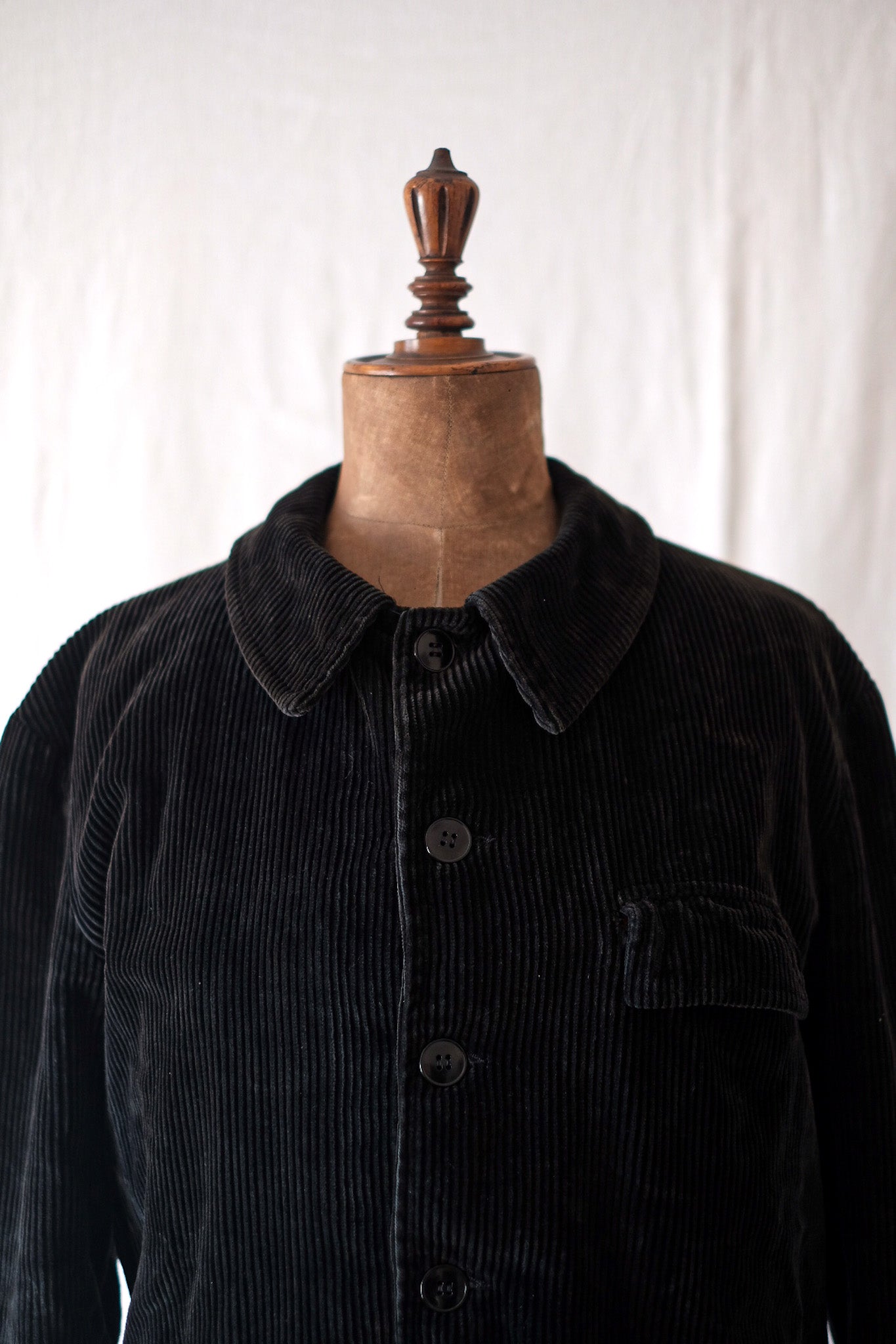 [~ 50's] French Vintage Black Corduroy Work Jacket "Adolphe Lafont"