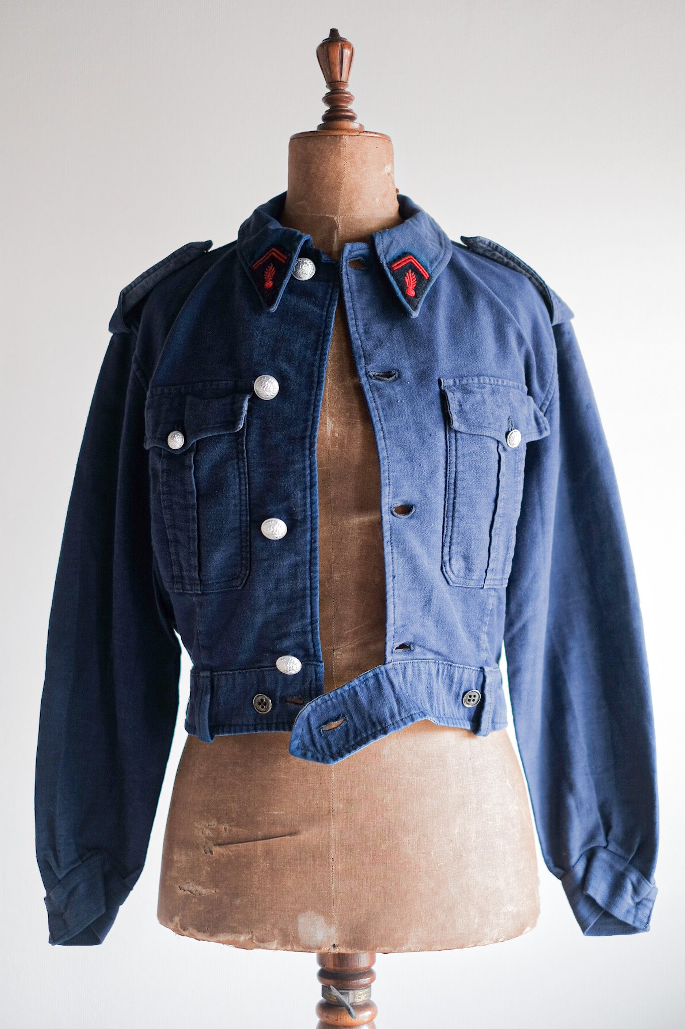 【~40's】French Vintage Blue Moleskin Fireman Jacket