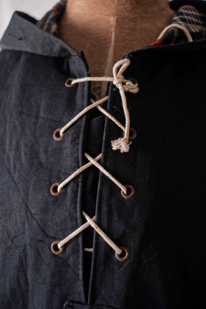 [~ 40's] British Vintage Black Cotton Anorak
