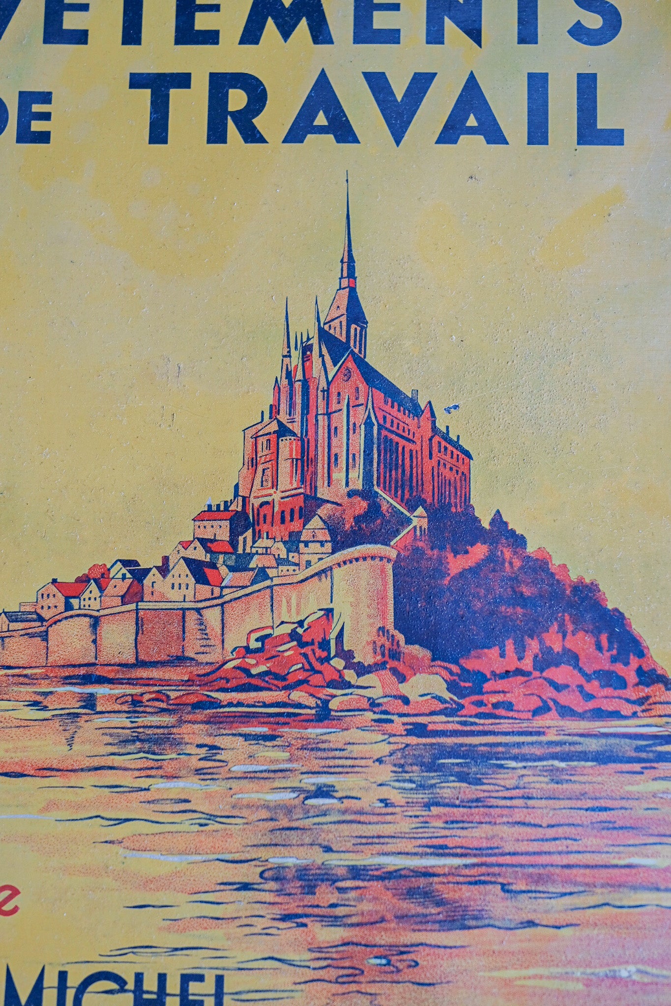 【~50's】French Vintage Advertising Painted Plate "Le Mont St Michel"