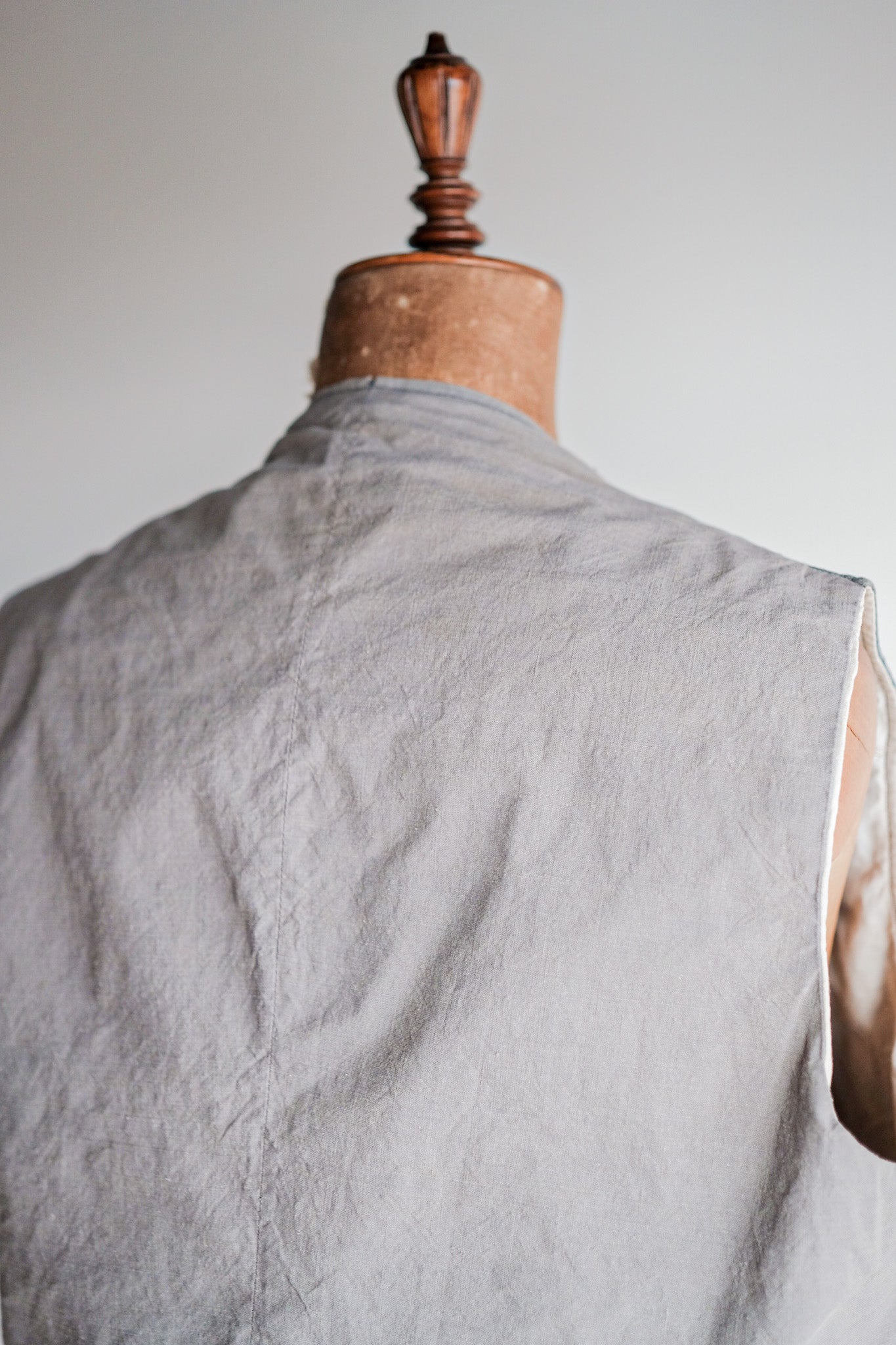 【~30's】French Vintage Gray Cotton Pique Hunting Gilet