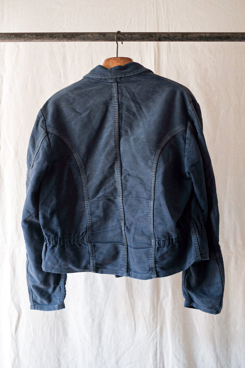 50's] Dutch Vintage Double Breasted Blue Moleskin Jacket – VIEUX