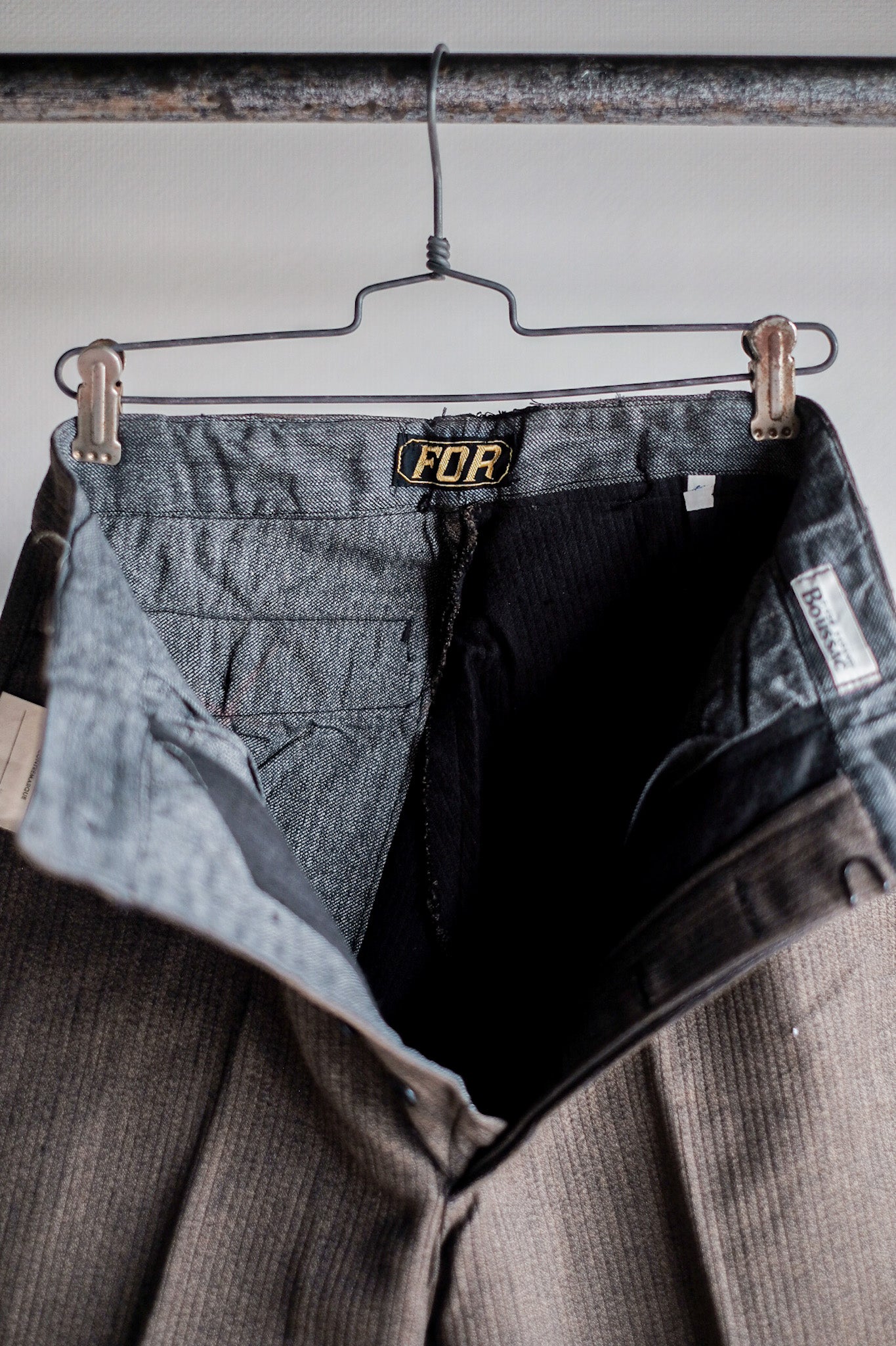 ［~40's］French Vintage Brown Salt & Pepper Cotton Pique Work Pants "Dead Stock"