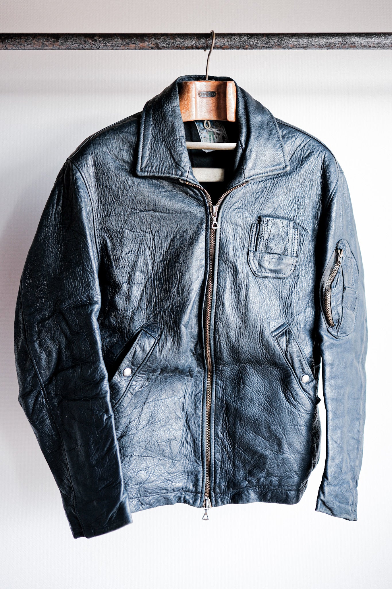 70's】French Air Force Pilot Leather Jacket