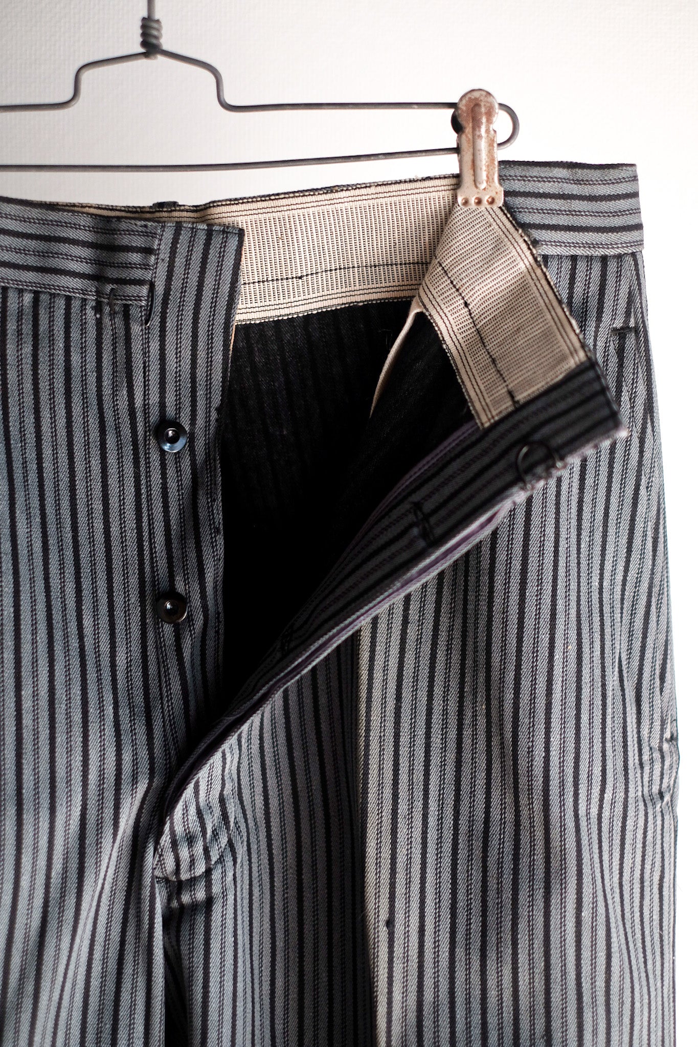 40's] French Vintage Cotton Striped Work Pants 