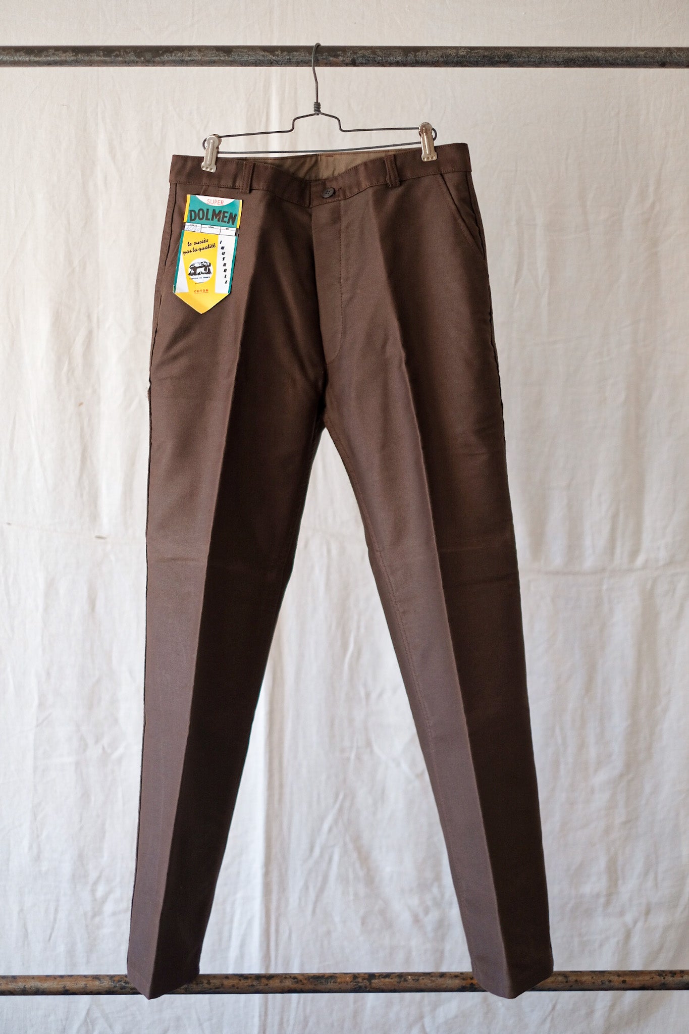 【~60's】French Vintage Brown Moleskin Work Pant "Dead Stock"