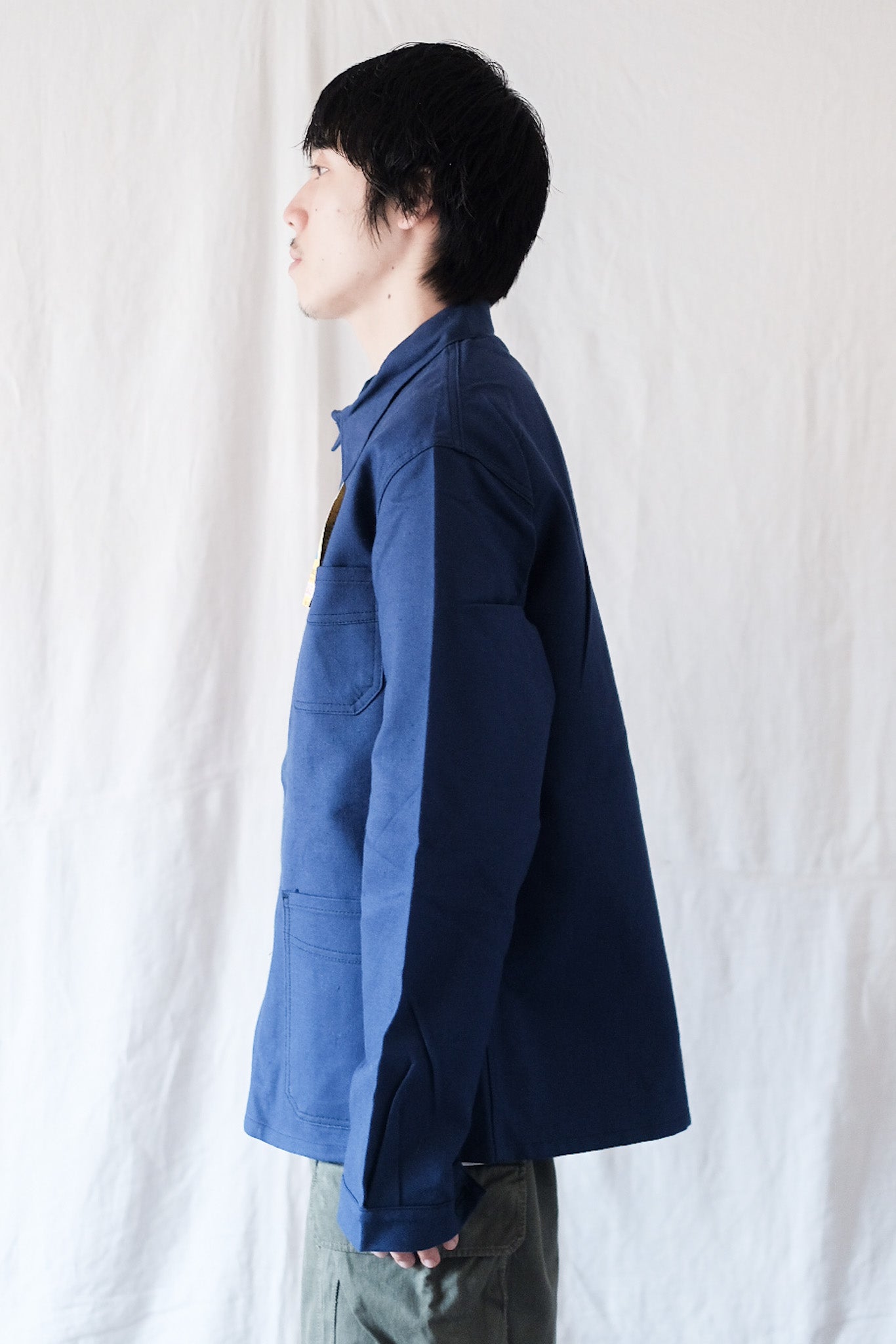 [~ 50's] French Vintage Blue Cotton Twil Work Jacket "Le Mont Stock" "Dead Stock"