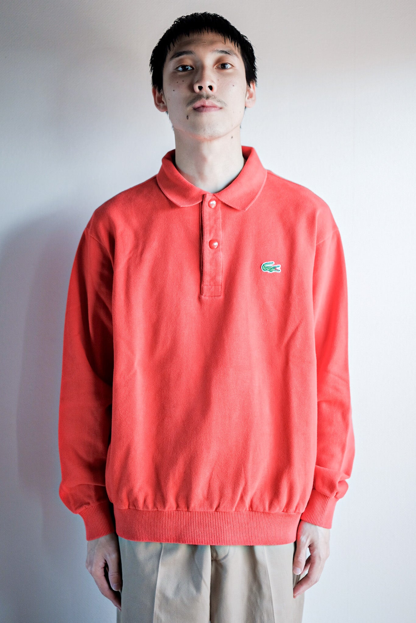 ［~70's］CHEMISE LACOSTE L/S Polo Sweatshirt Size.4 "Orange"