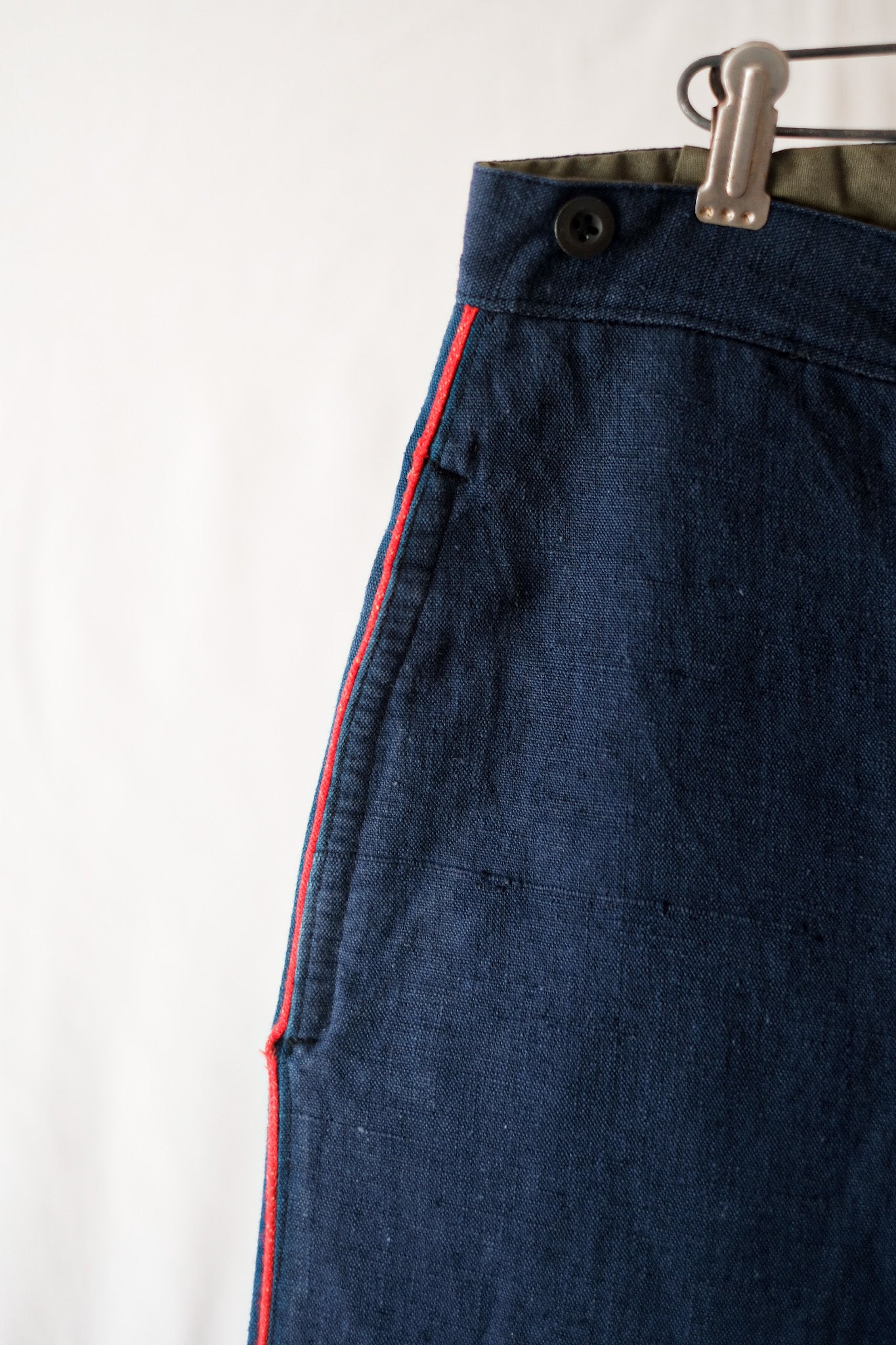 30's] French Vintage Indigo Linen Fireman Pants