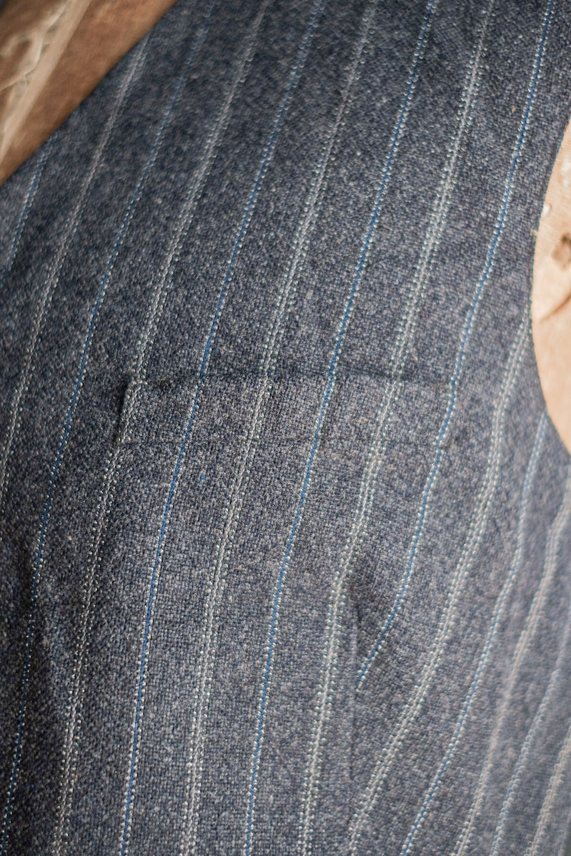 [~ 40's] French Vintage Grey Wool Striped Work Gilet
