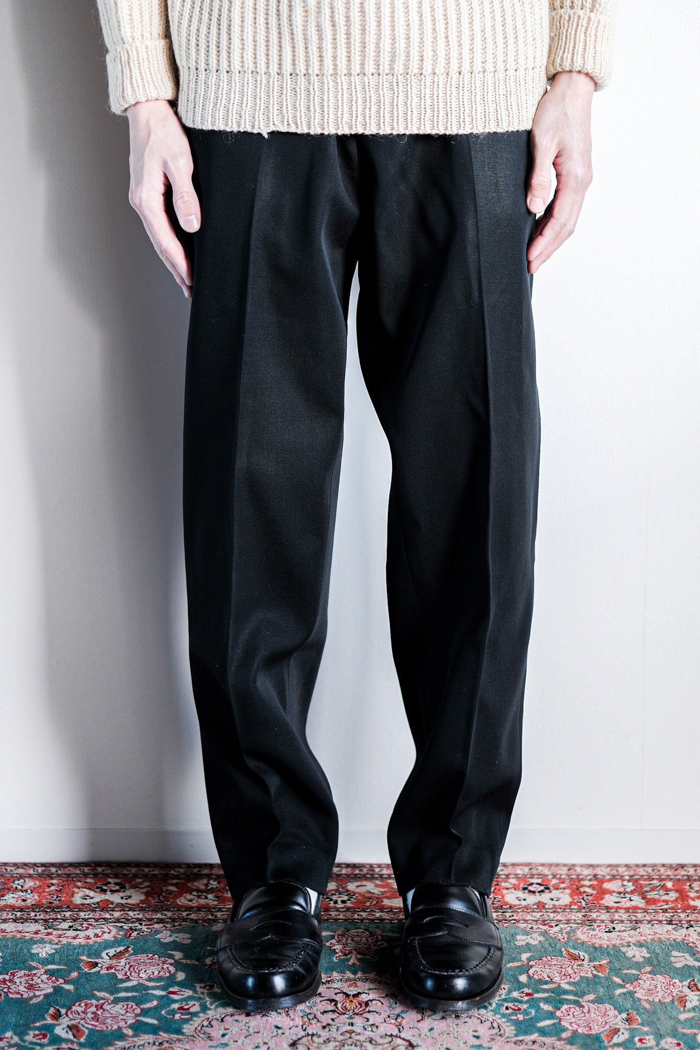 [~ 40's] French Vintage Black Wool Trousers