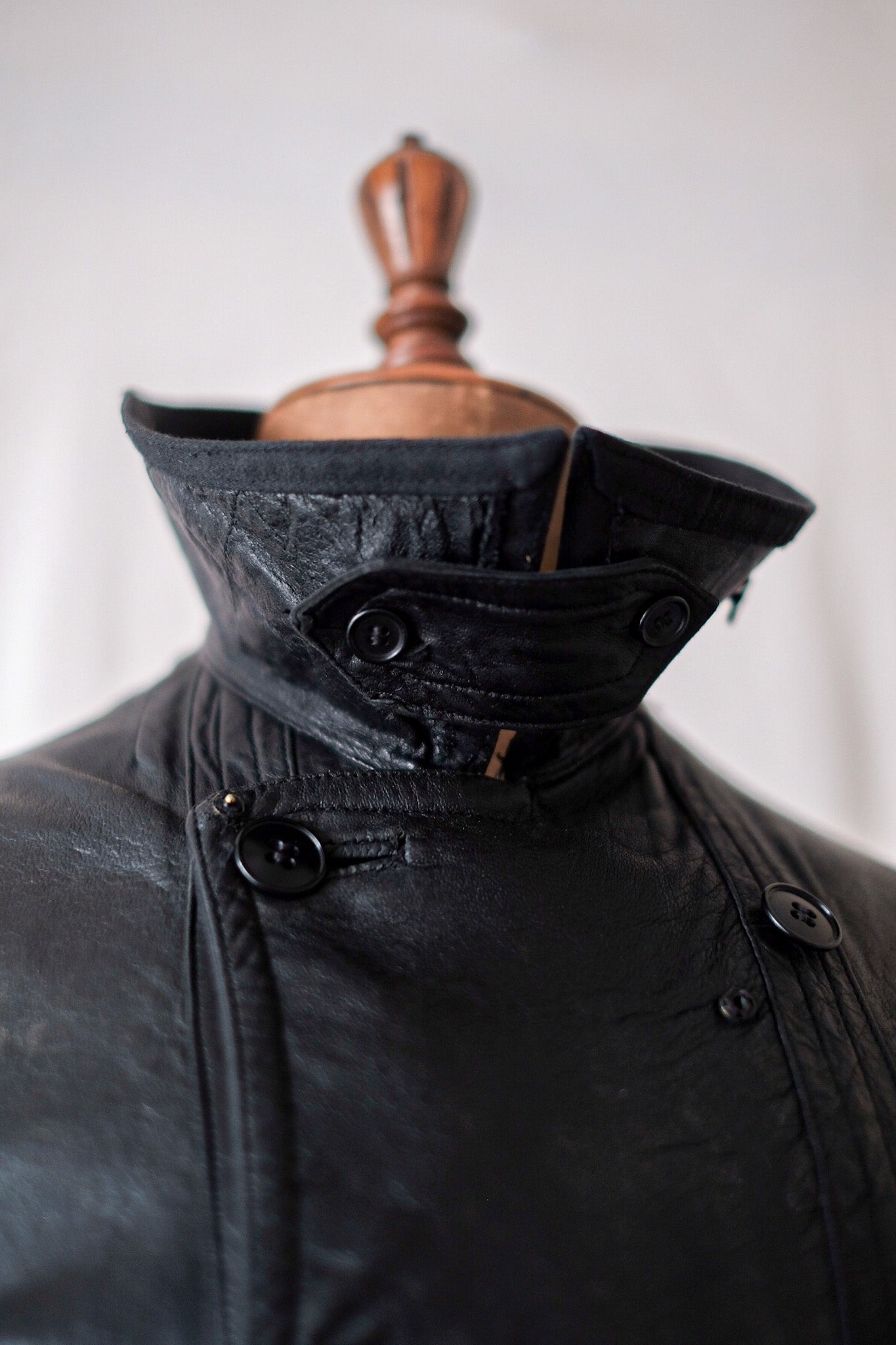 【~40's】French Vintage Le Corbusier Leather Work Jacket "Black Moleskin Collar"