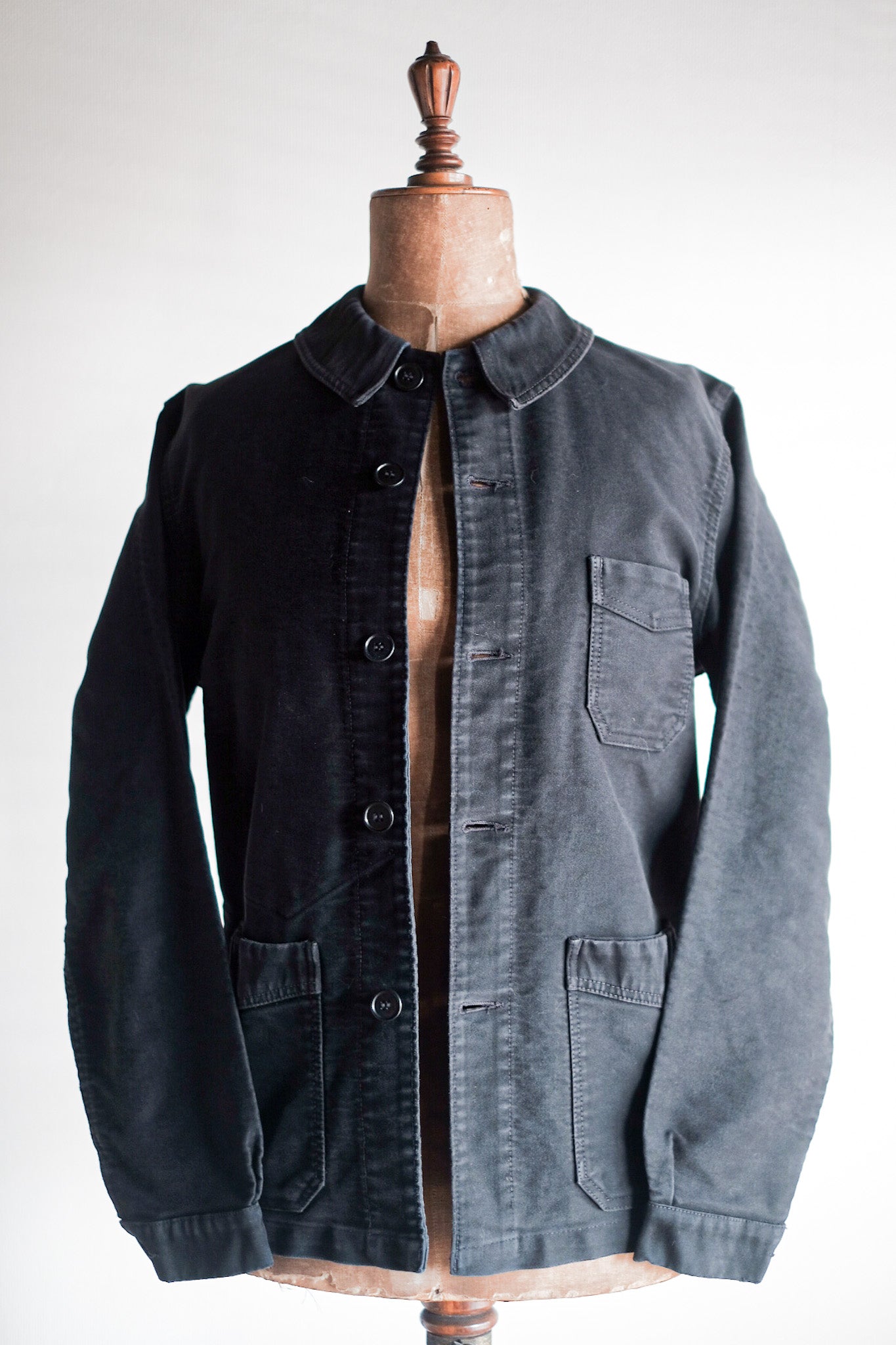 [~ 50's] French Vintage Black Moleskin Work Jacket