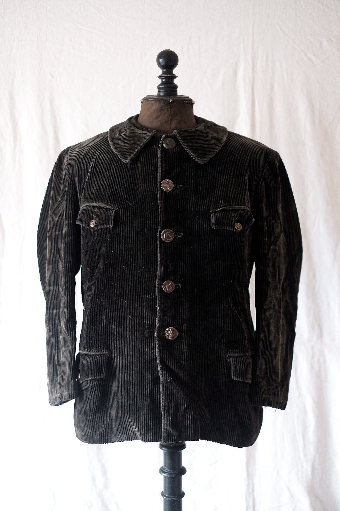 [~ 30's] Veste de gardien de chasse vintage en velours noire vintage