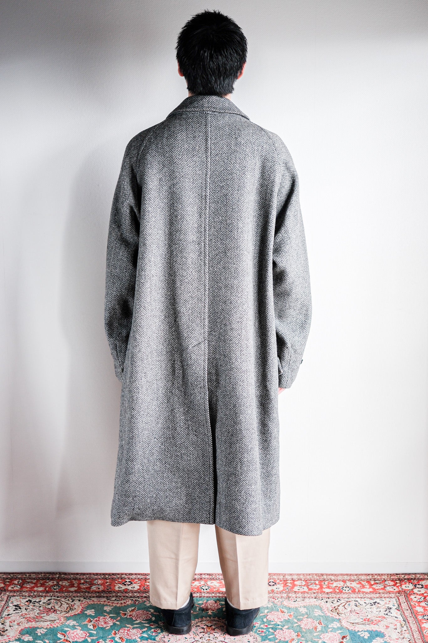 ［~90's］Vintage Burberry's Single Raglan Balmacaan Coat Size.54REG "SHETLAND TWEED"