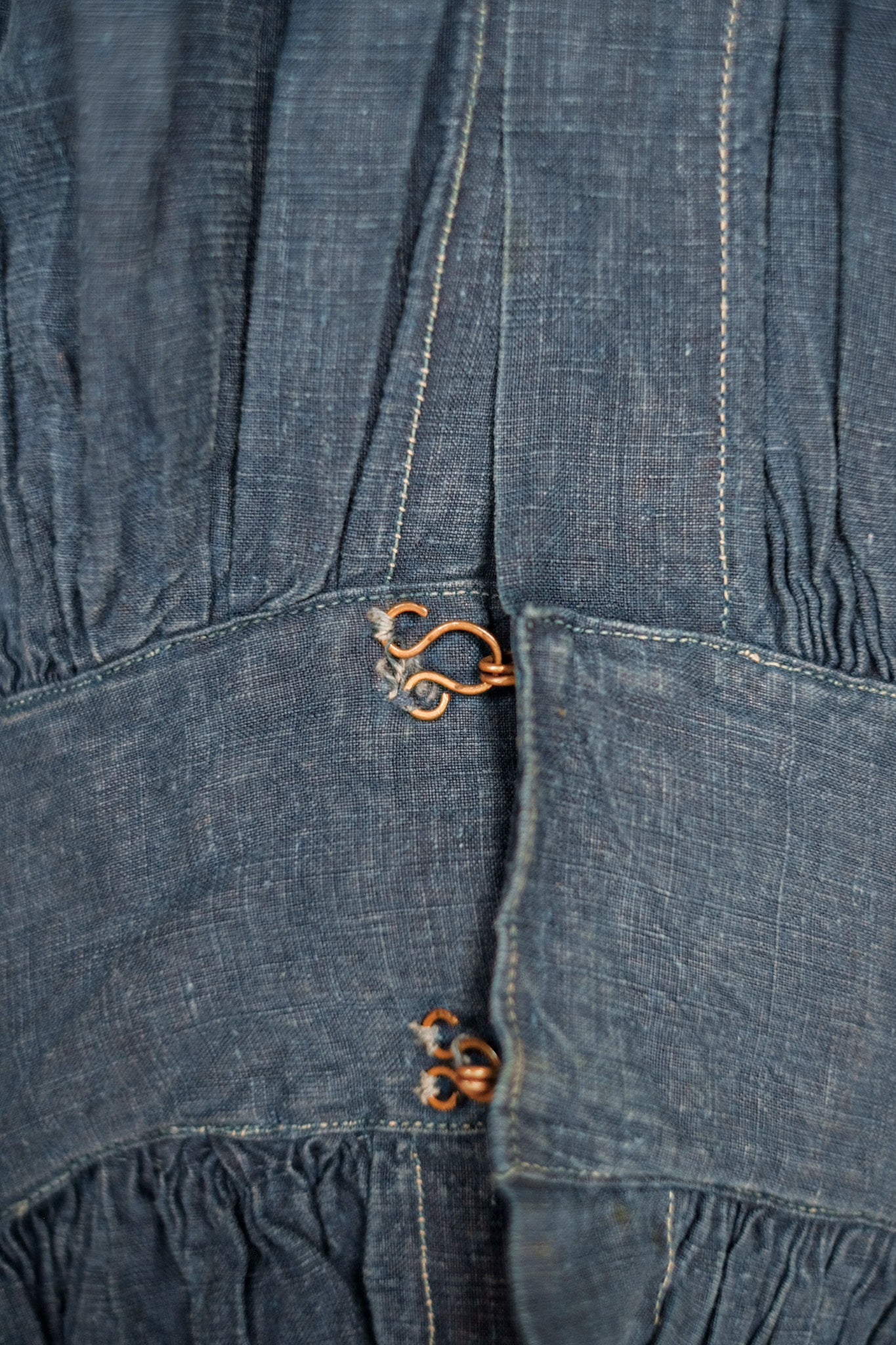 ［Late 19th C］French Antique Indigo Linen Fireman Bourgeron Jacket
