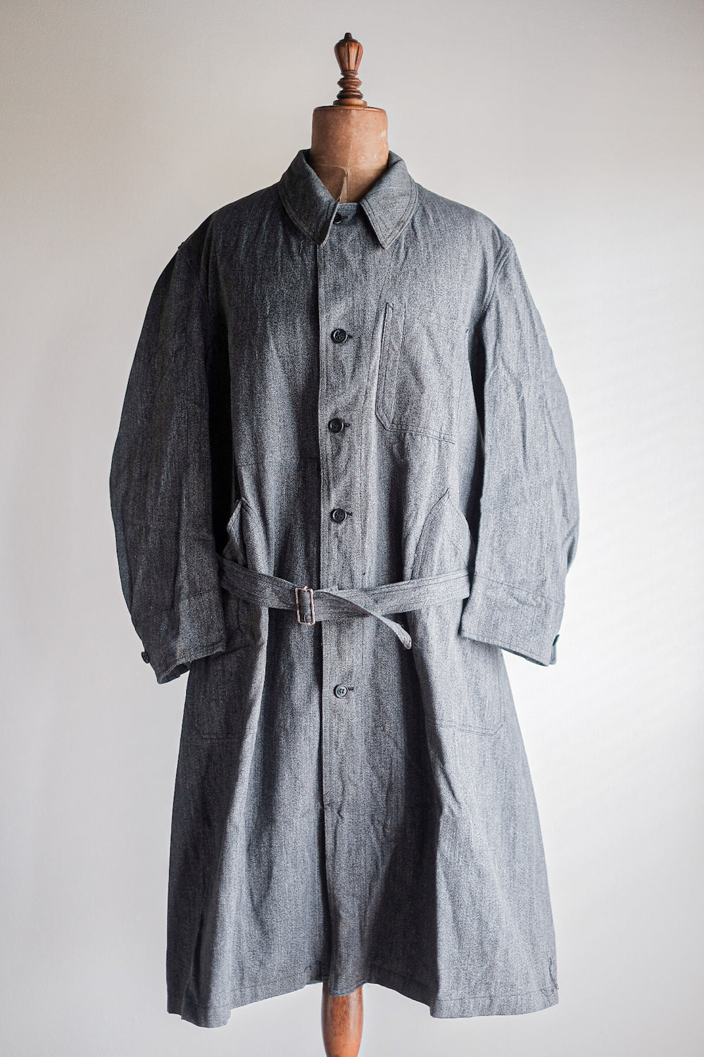 【~50's】French Vintage PTT Black Chambray Atelier Coat “Dead Stock”