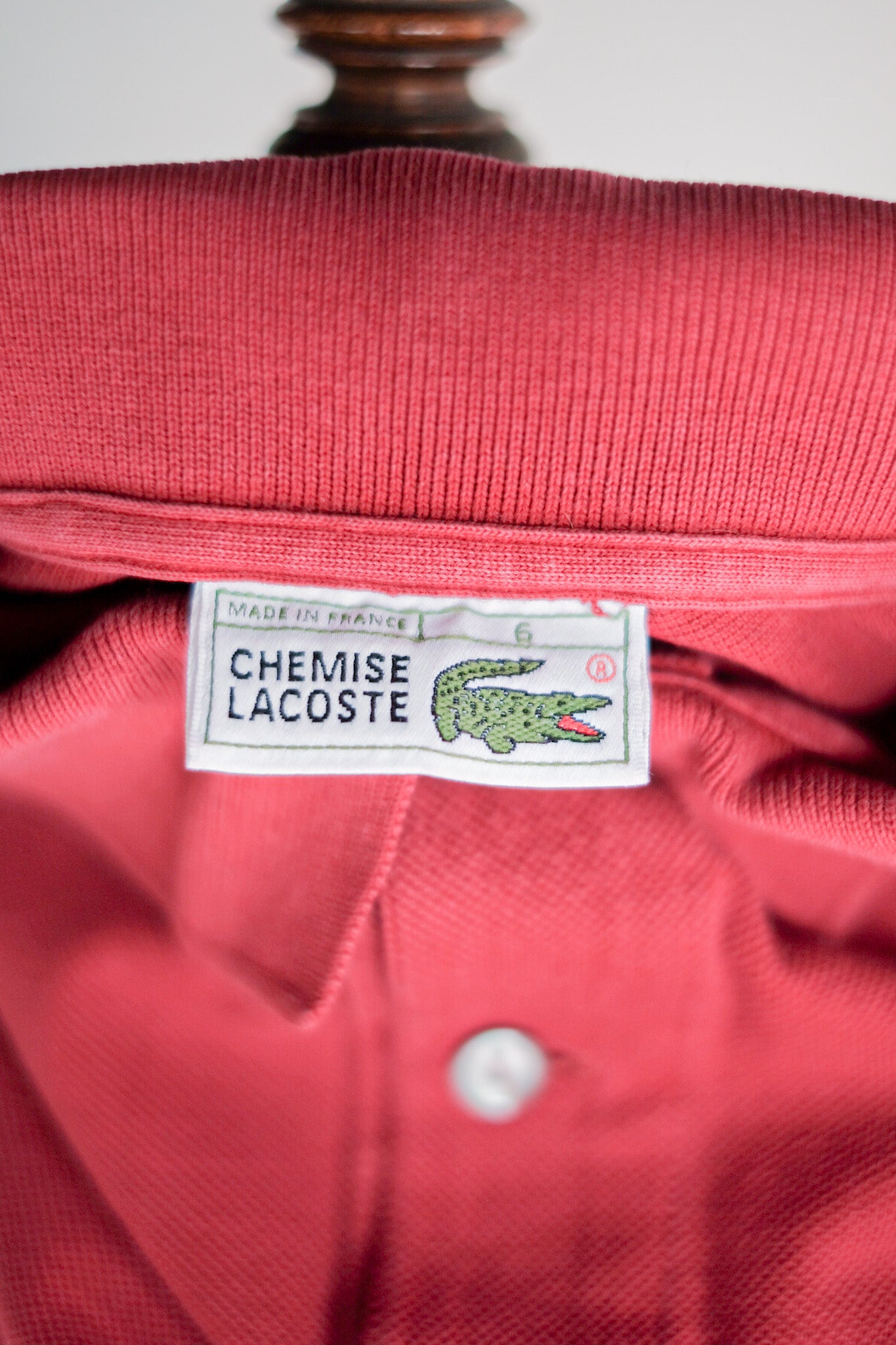 [~ 80 년대] Chemise lacoste l/s 폴로 셔츠 크기 .6 "Burgundy"